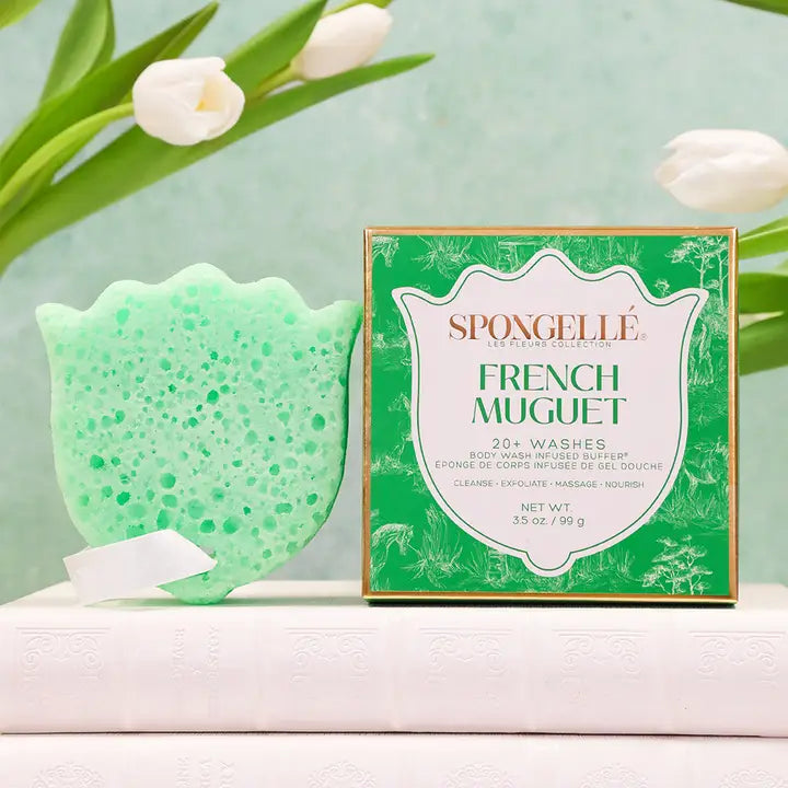 French Muguet Scented Body Buffer | Exfoliating Shower Scrub with Lily of the Valley Fragrance | Perfect for Spa Day & Relaxing Bath Time
