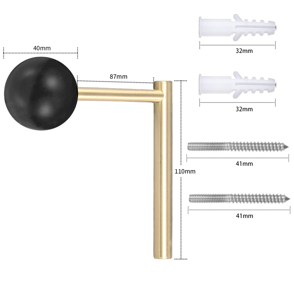RockCloud 2-Pack L-Shaped Crystal Curtain Holdbacks - Obsidian Black Wall Mounted Drape Tiebacks for Windows, Home & Office Decor - Perfect for Living Room, Bedroom and Sheer Curtains