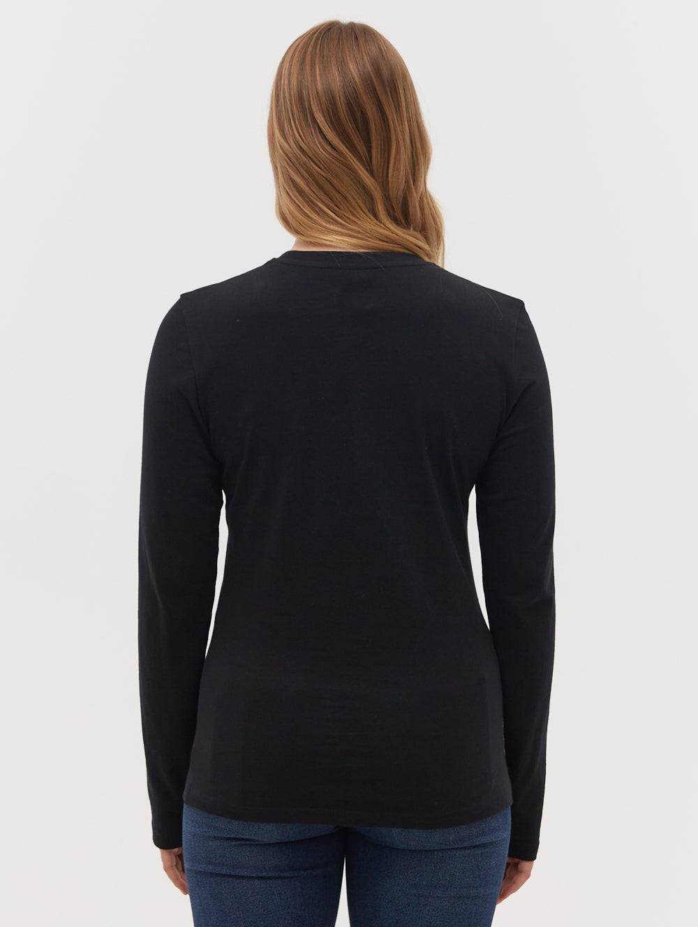 Jewelle Long Sleeve Logo T-Shirt for Women - Comfortable Cotton Crewneck Tee with Stylish Print - Perfect for Casual Wear, Layering & Everyday Outfits