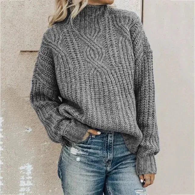 Women's Twist Turtleneck Sweater - Soft Knit Pullover for Fall & Winter - Cozy Office Wear & Casual Outfits