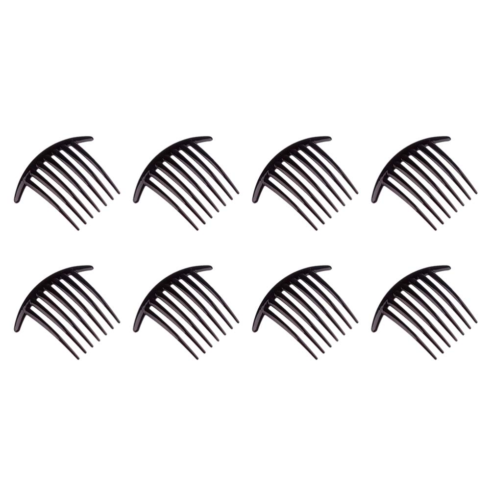8pcs Black Plastic Hair Combs for Styling - Fashion Hair Side Combs with Wide Teeth for Women & Men - Perfect for Salon, Home Use, Travel & Everyday Hairstyling