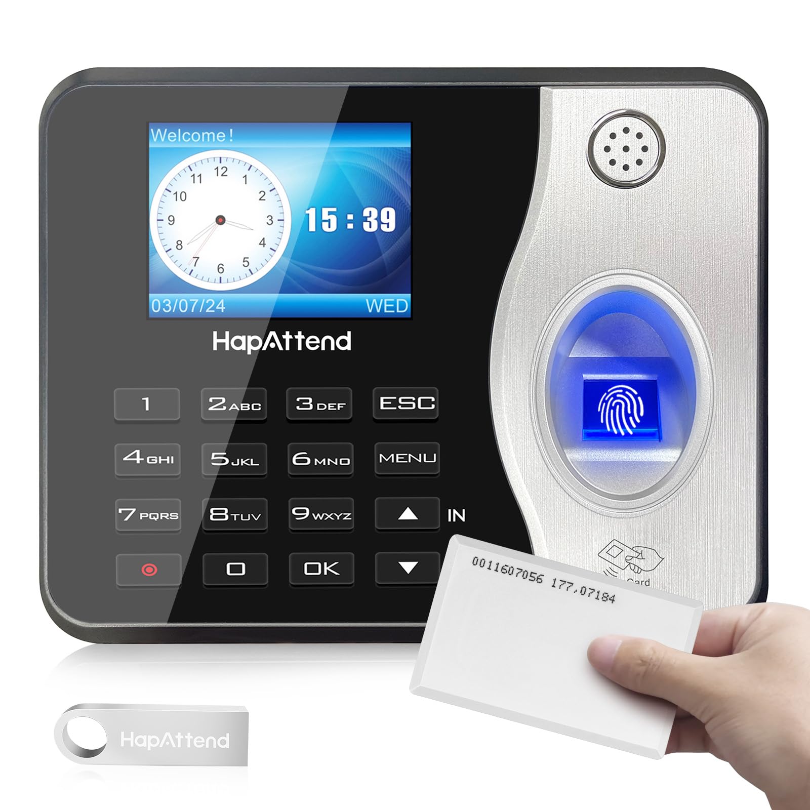 Standalone Biometric Time Clock with Fingerprint, RFID & PIN - 15 RFID Cards Included | No Monthly Fees | Perfect for Office Attendance, Employee Time Tracking & Small Business Management