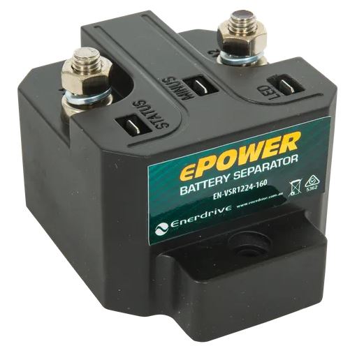 ENERDRIVE VSR 12V/24V 160A Dual Battery Isolator - Smart Voltage Sensitive Relay for Marine, RV & Off-Grid Power Systems - Perfect for Battery Charging & Power Management