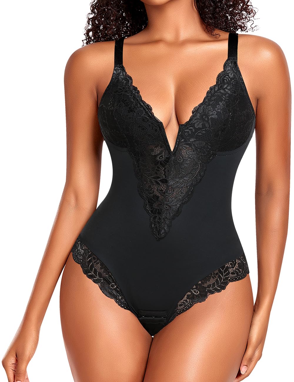 Best Shapewear for Women - Tummy Control Bodysuit with Lace Trim | Full Body Sculpting & Slimming Thong Bodysuit | Perfect for Wedding, Evening Wear & Everyday Comfort