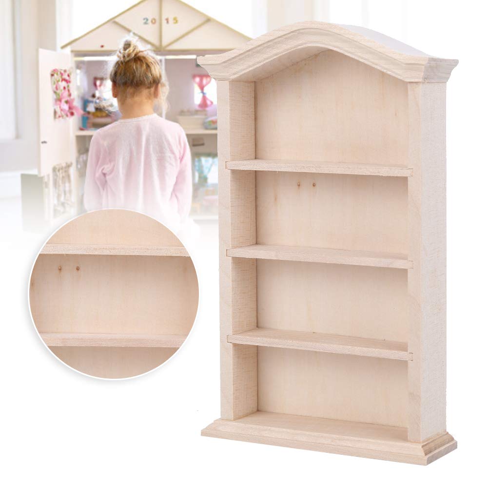 1:12 Scale Miniature Wooden Bookshelf for Dollhouse - Doll Furniture Accessory, DIY Dollhouse Decor, Perfect for Collectors & Kids Playroom Display