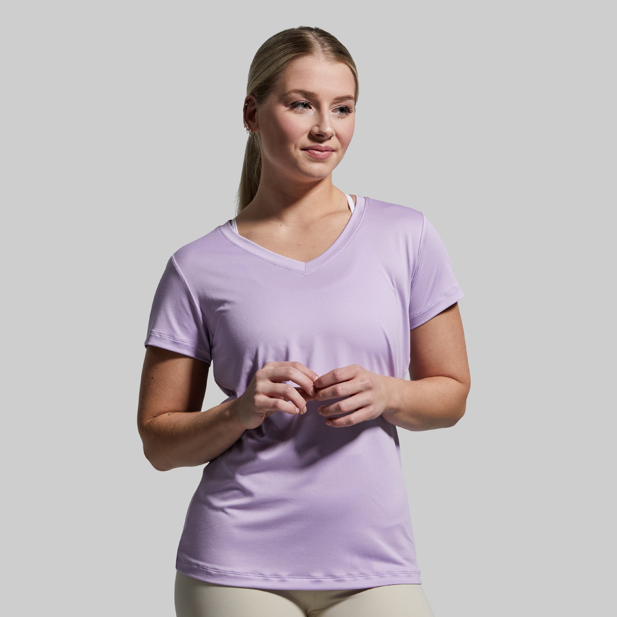 Stylish Athleisure Short Sleeve V-Neck T-Shirt for Women - Soft Breathable Fabric - Perfect for Yoga, Gym & Casual Wear (Enchanted Color)