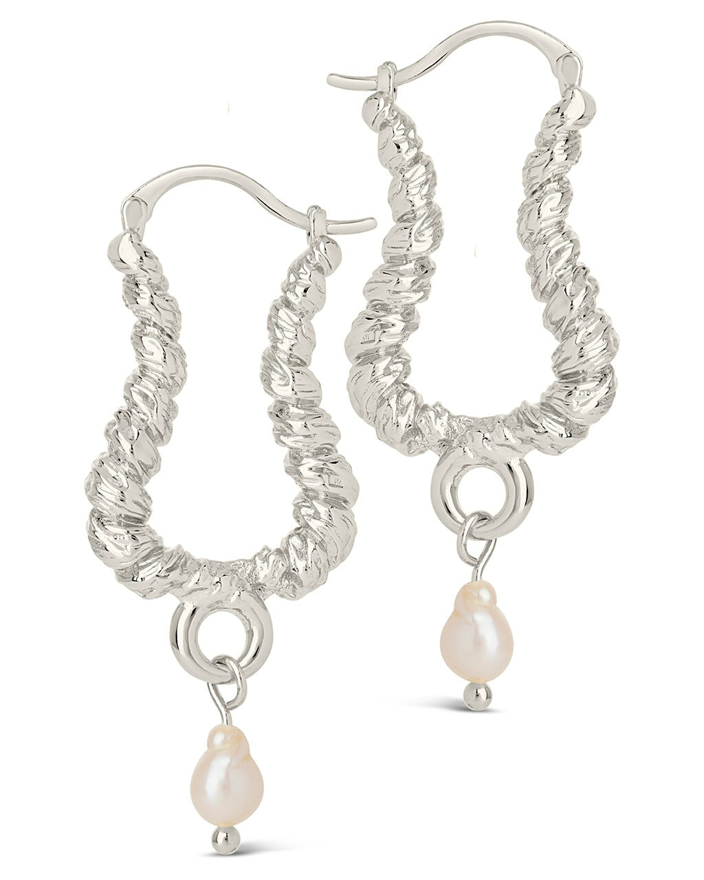 Sylvie Pearl Textured Statement Hoop Earrings for Women - Elegant Chunky Gold Hoops for Casual & Formal Outfits | Perfect for Parties, Weddings & Everyday Wear