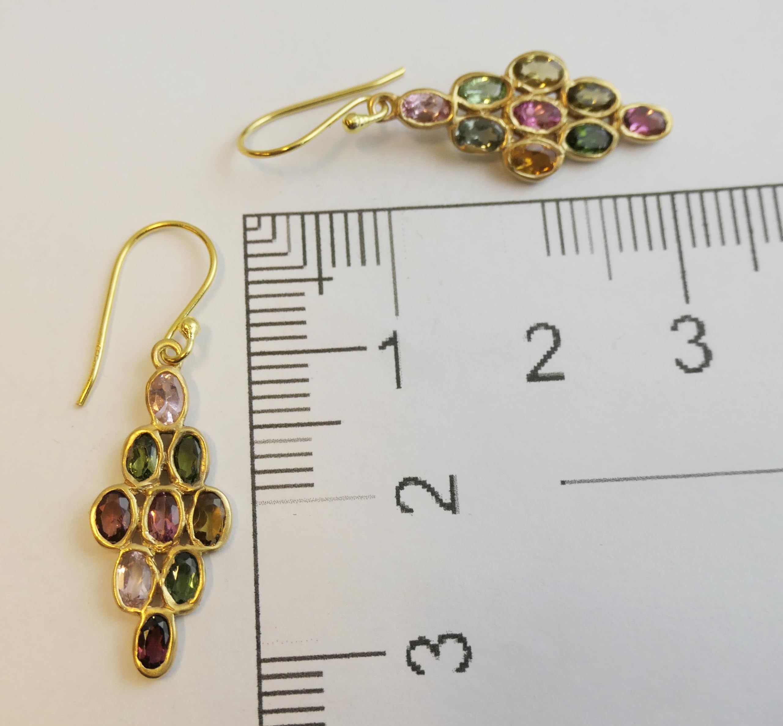 Natural Multi-Colored Tourmaline Waterfall Chandelier Earrings - 14K Gold Plated Sterling Silver Drop Dangle Earrings - Handmade Gemstone Jewelry for Women - Perfect Gift for Mother's Day, Birthday & Wedding - Elegant Bridal Jewelry for Special Occasions