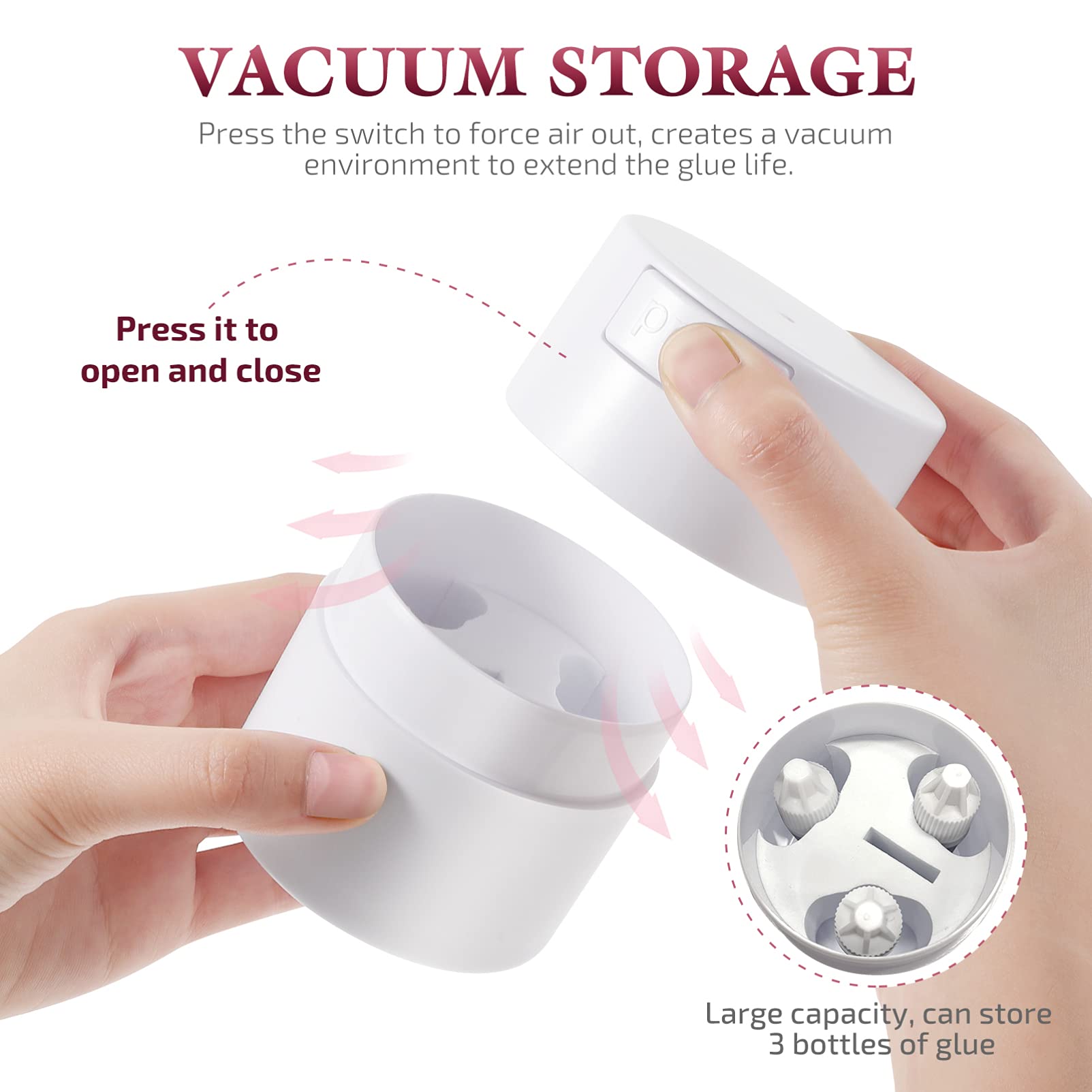 Beaupretty Eyelash Extension Glue Storage Container - Sealed Lash Adhesive Jar for Professional Eyelash Extensions, White - Perfect for Salon Use & DIY Lash Application at Home