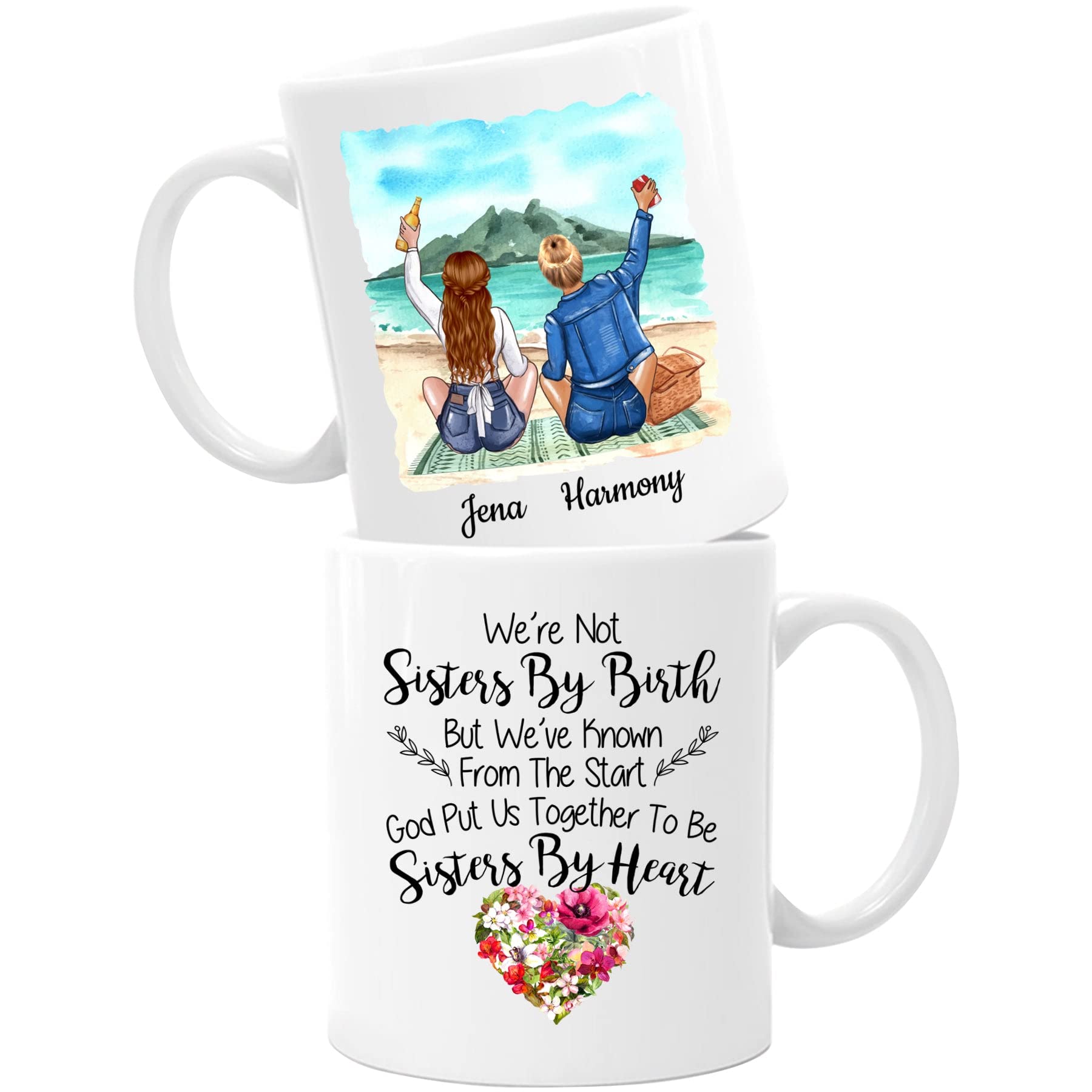 **Personalized Friendship Mugs for Women - Custom Coffee Cups with Names & Hairstyles - Bestie & Soul Sister Gift - 11oz & 15oz - Perfect for Birthdays, Galentine's Day & Coffee Lovers**