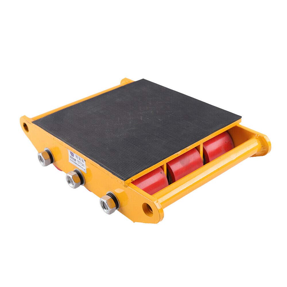 DNYSYSJ 15T 33000lbs Heavy Duty Industrial Dolly Skate - 9 Rollers Steel Machinery Mover with PU Wheels for Workshop, Warehouse and Factory Equipment Moving