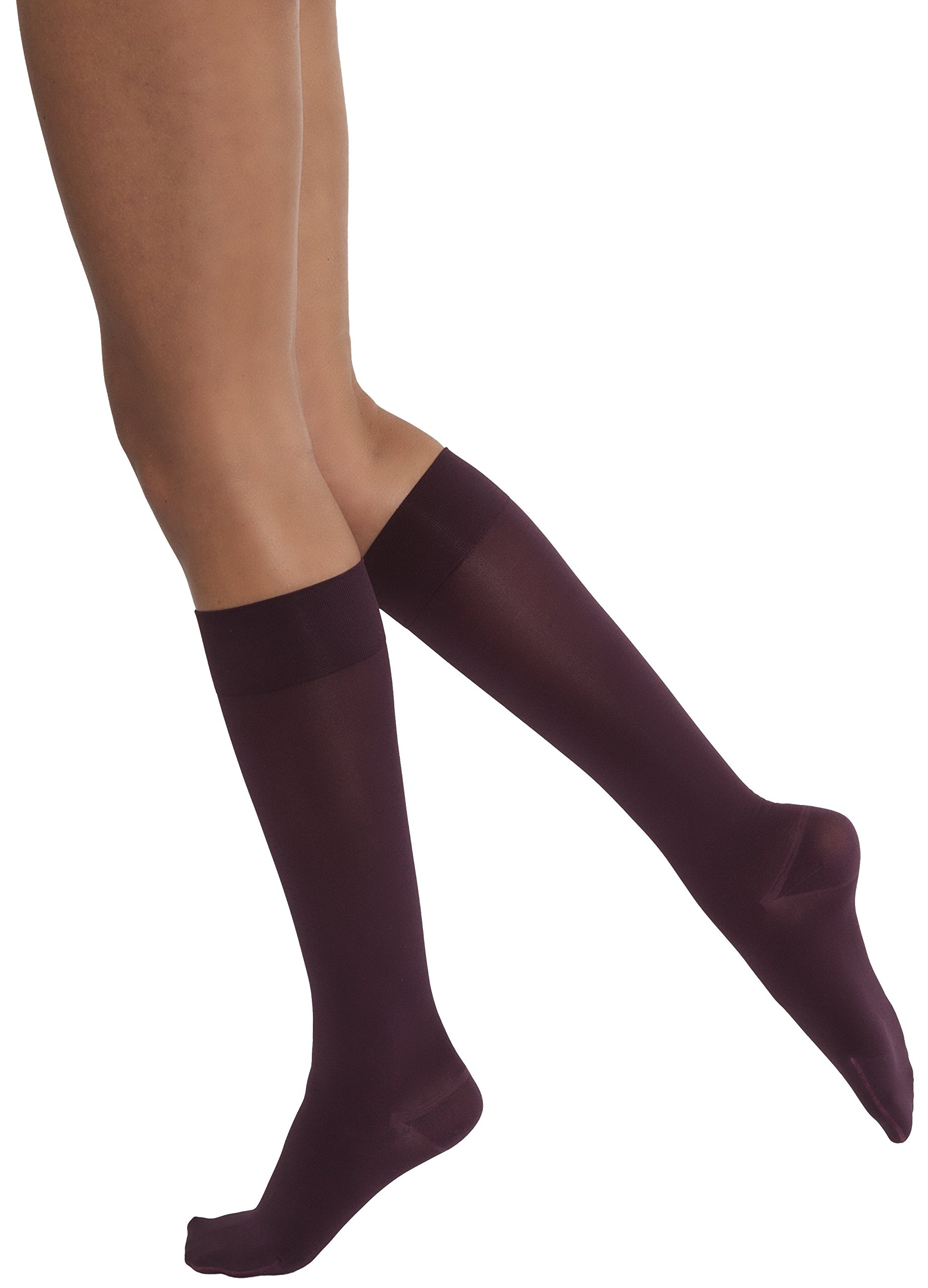 JOBST Opaque Knee High Compression Stockings 15-20 mmHg with SoftFit Technology Band, Closed Toe, Medium, Cranberry - Perfect for Varicose Veins Relief, Travel Comfort & Daily Wear