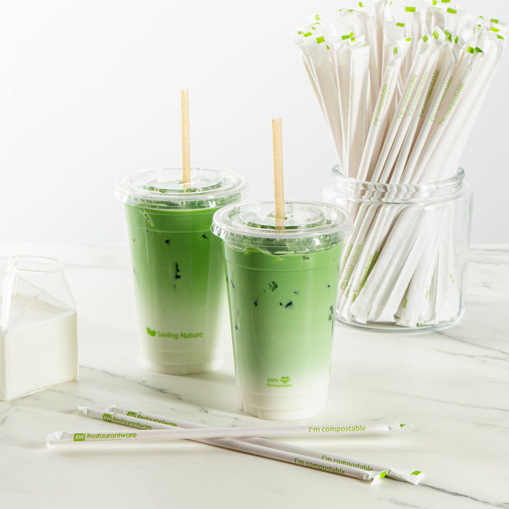 Eco-Friendly Compostable PLA & Sugarcane Straws - 8 1/4