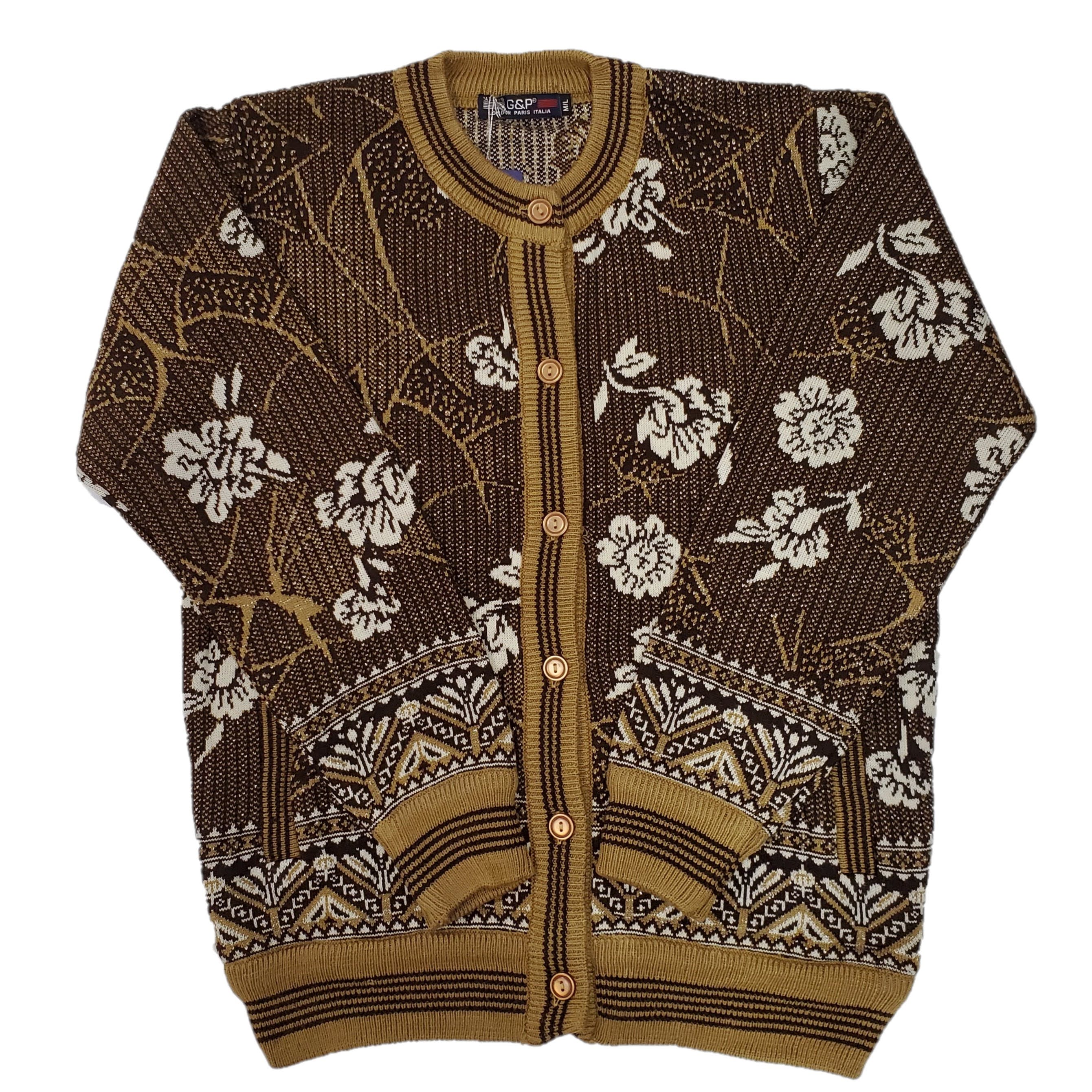Women's Jacquard Lurex Knit Cardigan Sweater - Elegant & Cozy for Fall, Winter, and Casual Outings