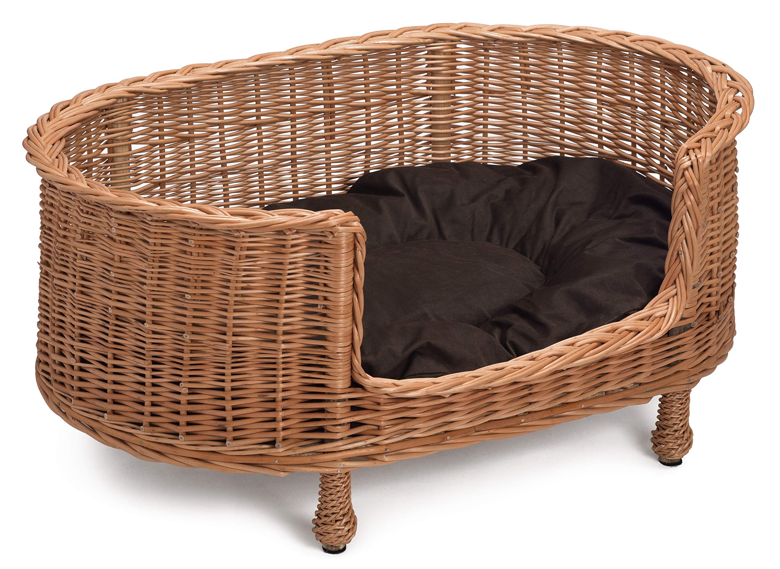 Premium Willow Dog Bed Basket Settee with Removable Cushion - Medium Size Pet Sofa for Small to Medium Dogs - Perfect for Living Room, Bedroom & Pet-Friendly Spaces