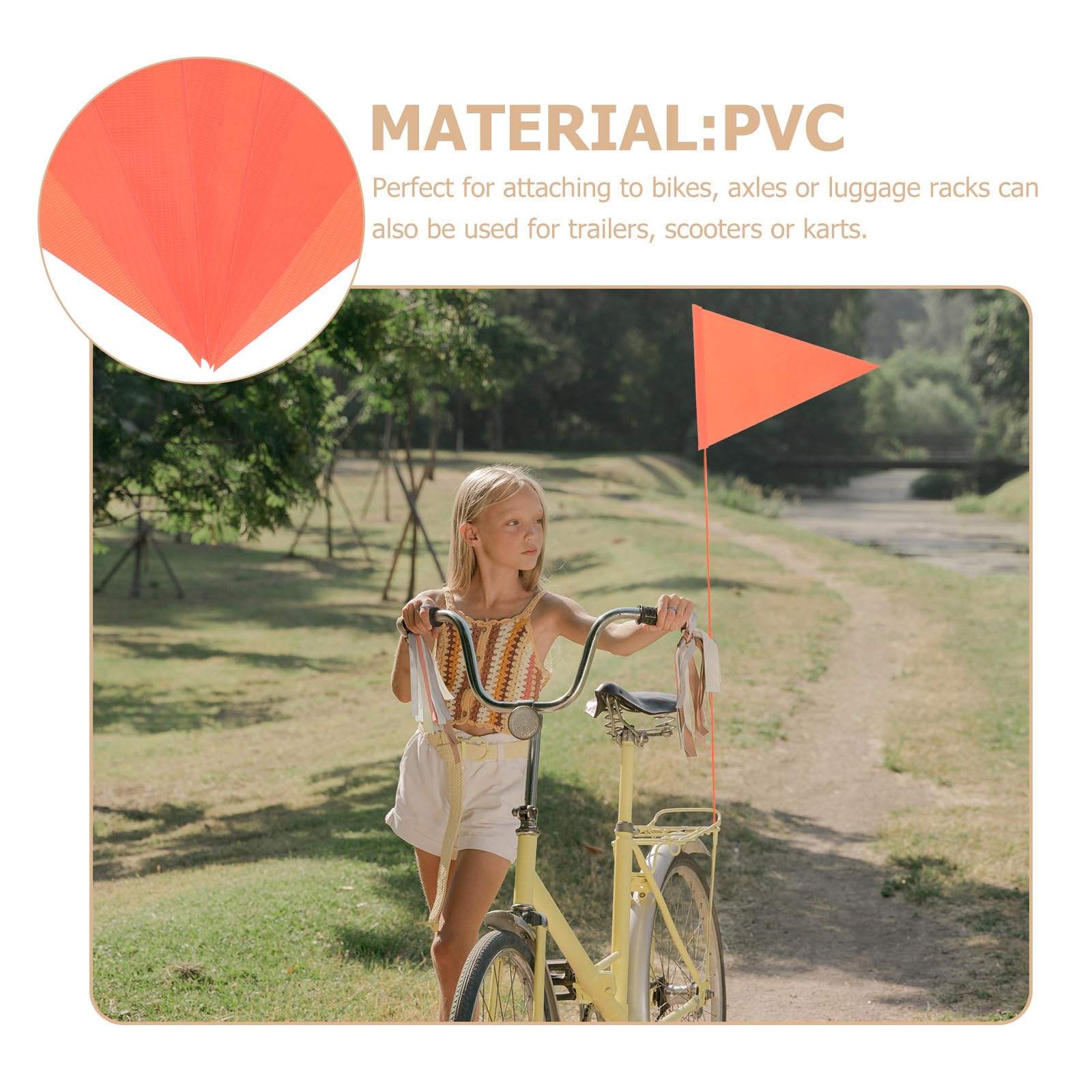 5PCS High Visibility Orange Bike Safety Flags - Tear-Resistant & Waterproof Bicycle Safety Pennants for Electric Bikes, Cars, Outdoor Tents - Perfect for Road Cycling, Camping & Emergency Signaling