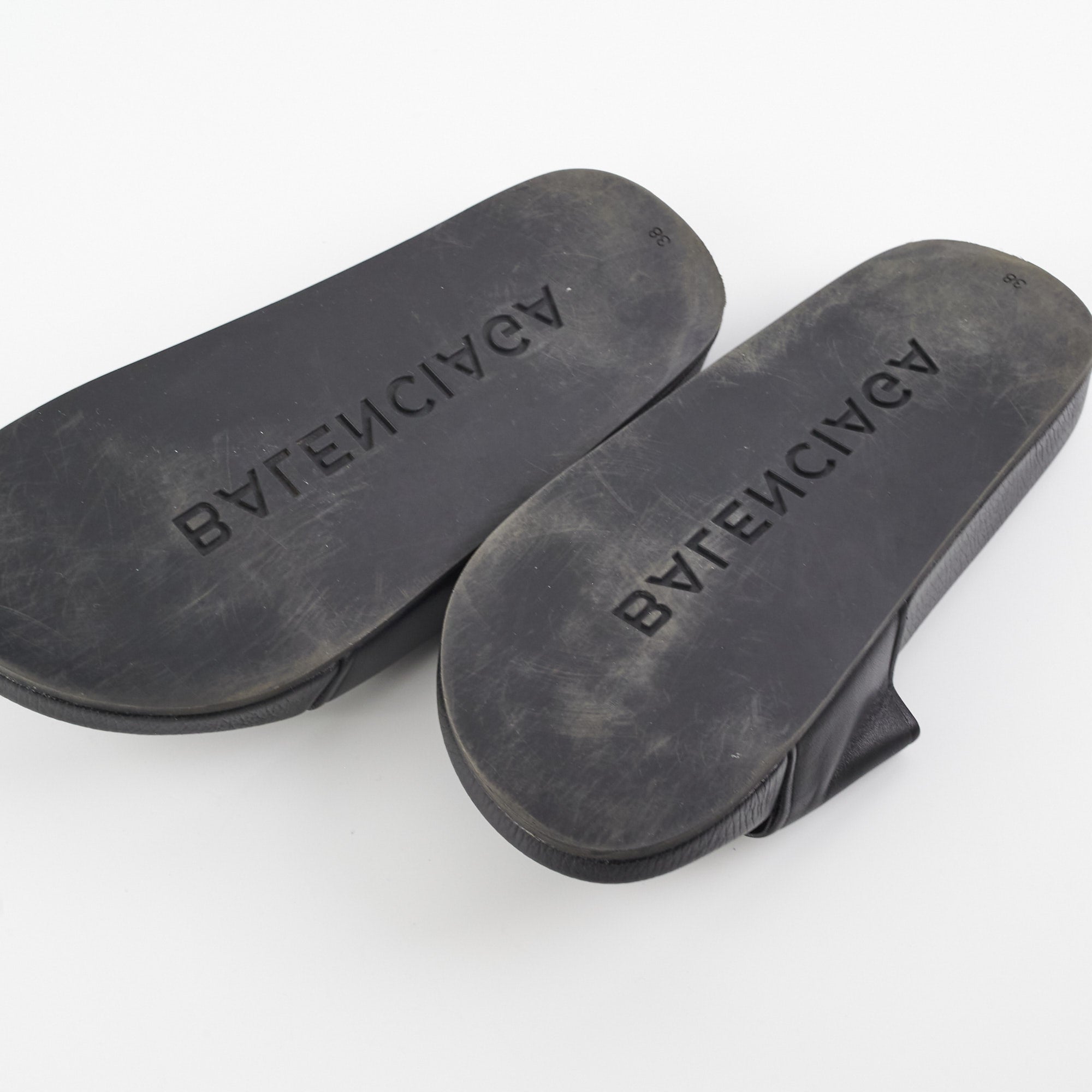 Balenciga Classic Logo Leather Slide Sandals Size 38 - Comfortable & Stylish Summer Slides for Women | Perfect for Beach, Pool, and Casual Outings
