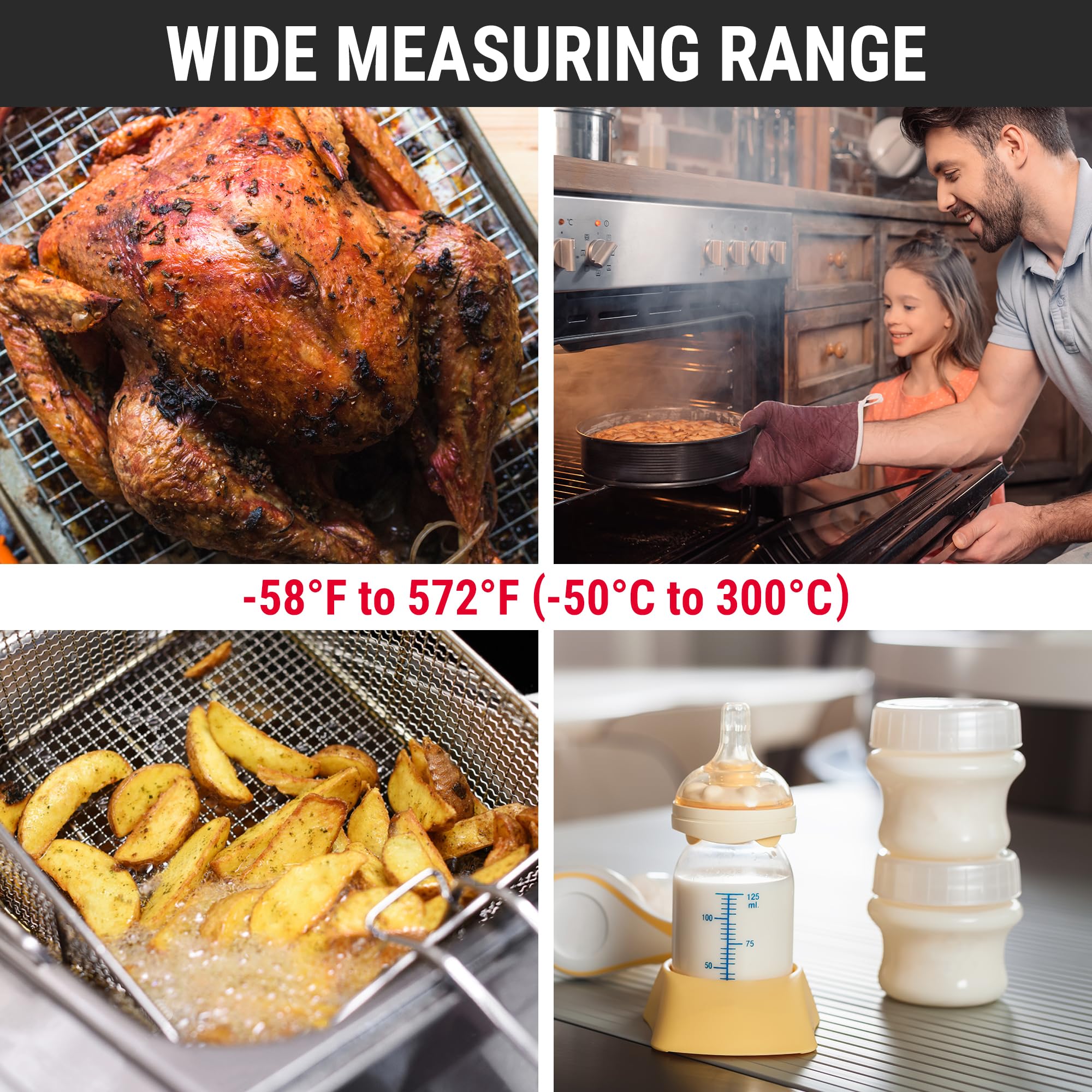 ThermoPro TP03B Digital Meat Thermometer - Instant Read Cooking Thermometer with Backlight & Pop-up Probe for Grilling, Smoking, BBQ, Deep Frying, Baking (Candy, Bread, Coffee) - Perfect for Kitchen, Outdoor Cooking & Food Safety