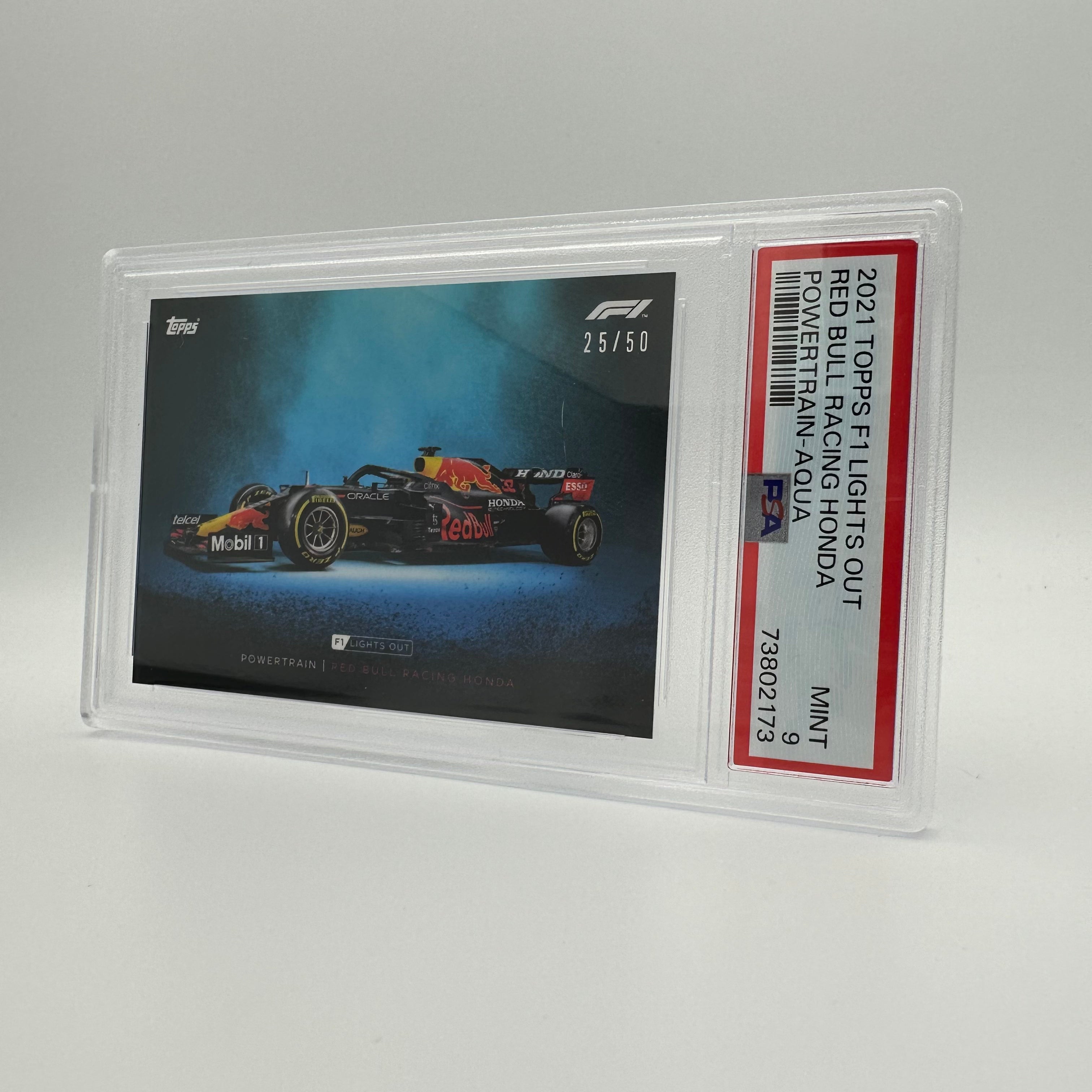 PSA 9 Graded 25/50 Red Bull Racing Honda Powertrain Aqua Trading Card - Perfect for Collectors, Sports Memorabilia Enthusiasts, and F1 Racing Fans