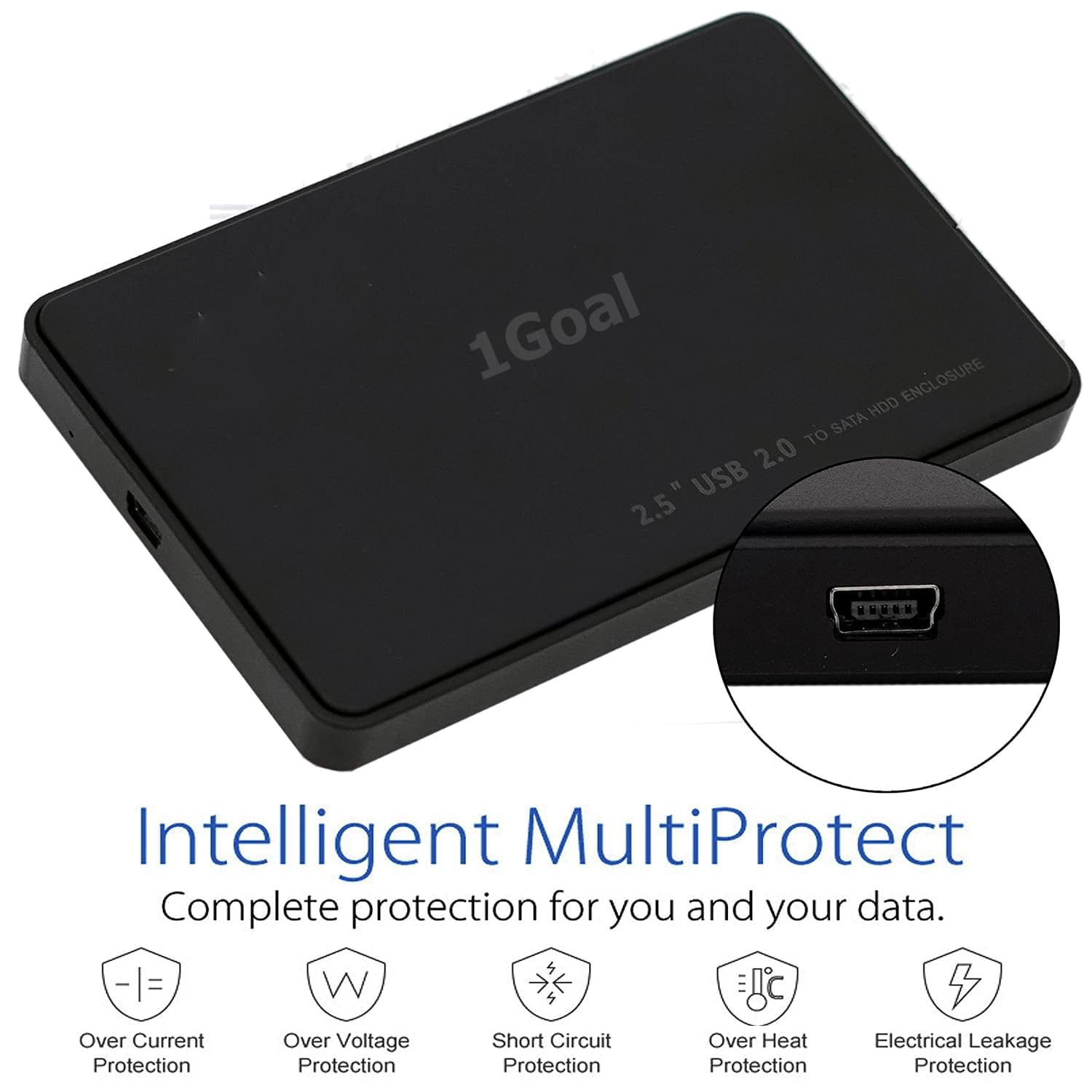 1Goal USB 2.0 to SATA External Hard Drive Enclosure for 2.5