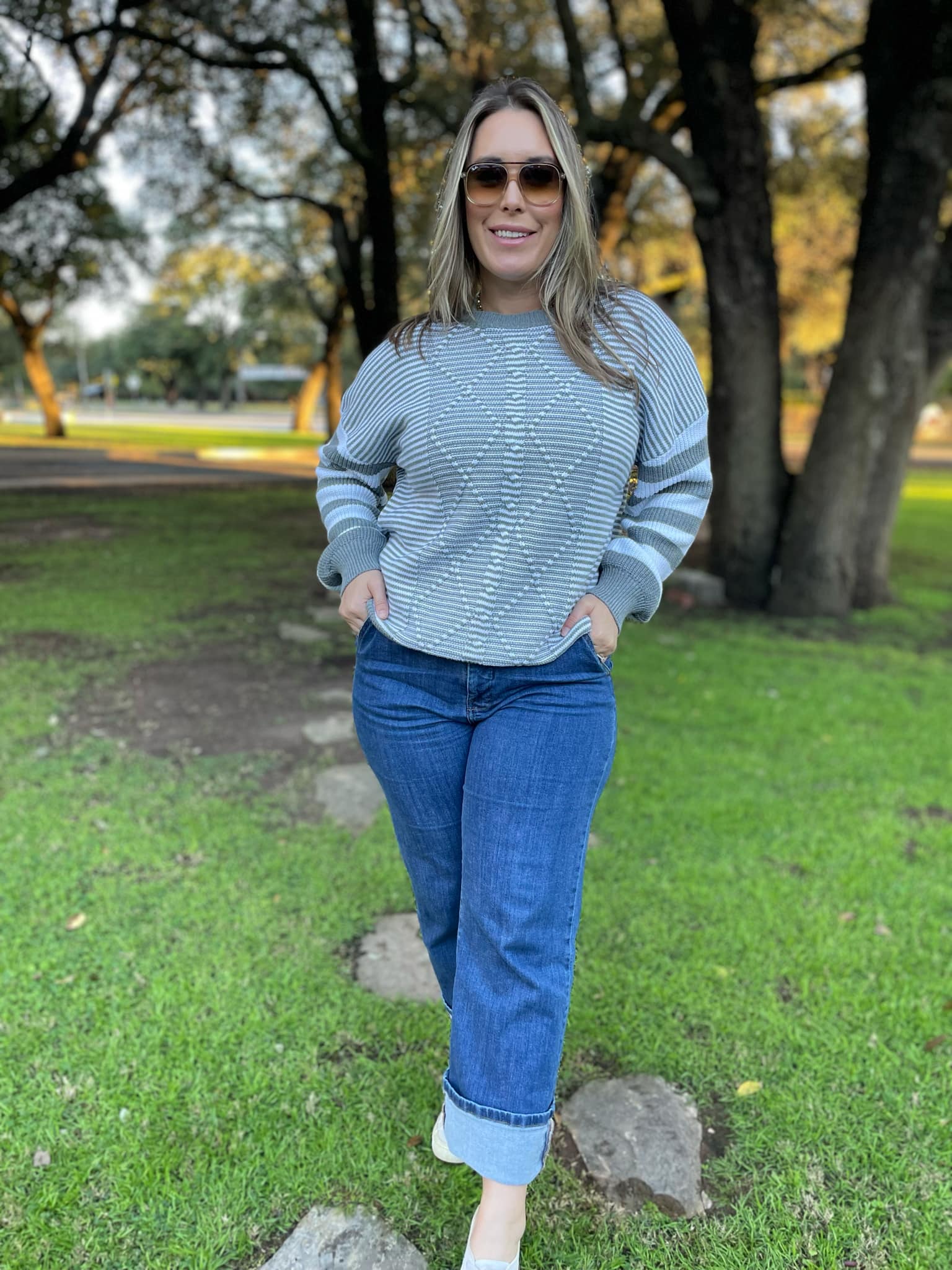 PREORDER: Aspen Striped Sleeve Sweater - 4 Color Options for Women | Cozy Fall & Winter Fashion | Perfect for Casual Outings & Office Wear