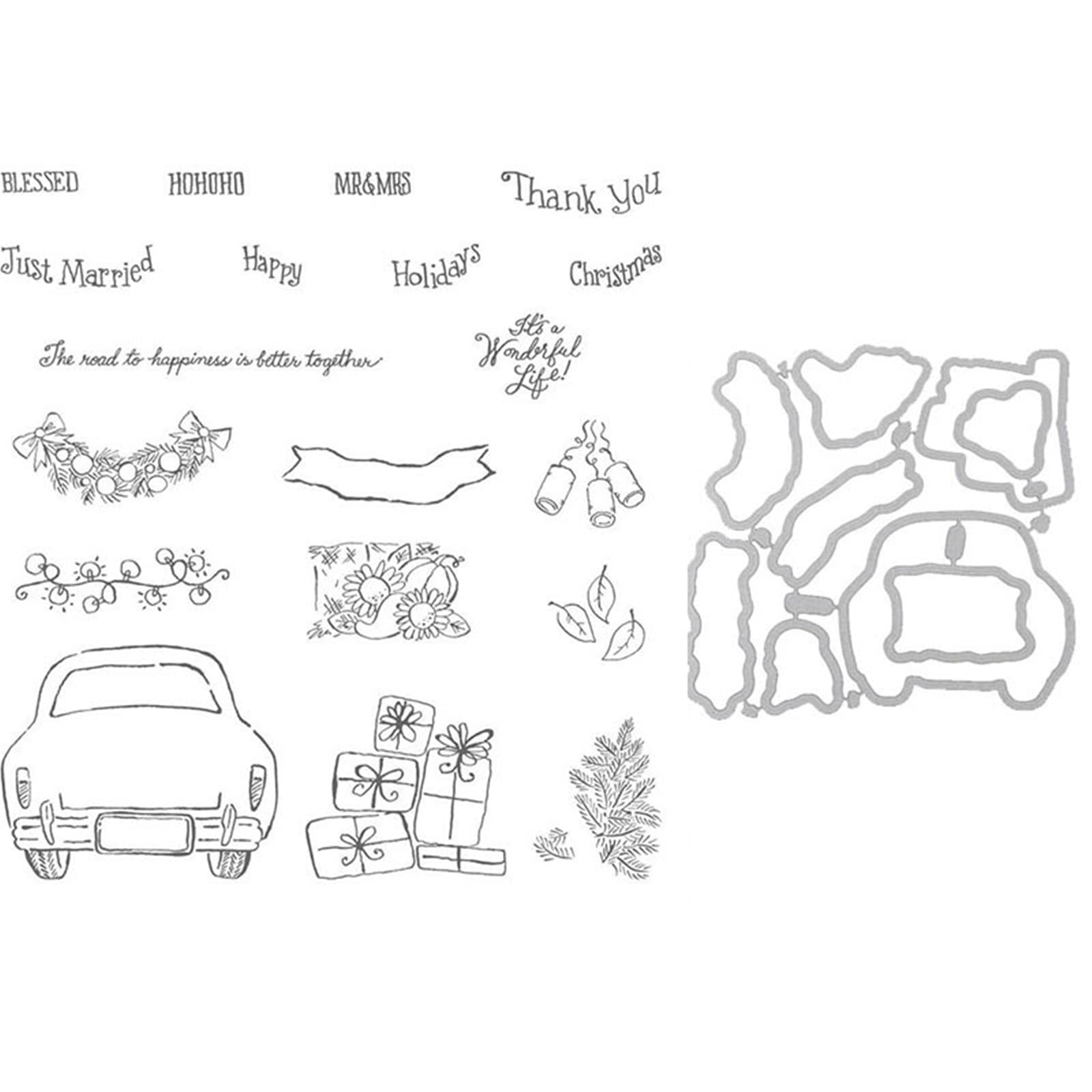 Flower Clear Stamps & Cutting Dies for Card Making | Christmas & Halloween Transparent Silicone Seals | DIY Scrapbooking, Photo Album & Handmade Decorations | Includes Etching Knife Mold (Set 4101) | Perfect for Crafting, Gift Making & Holiday Projects
