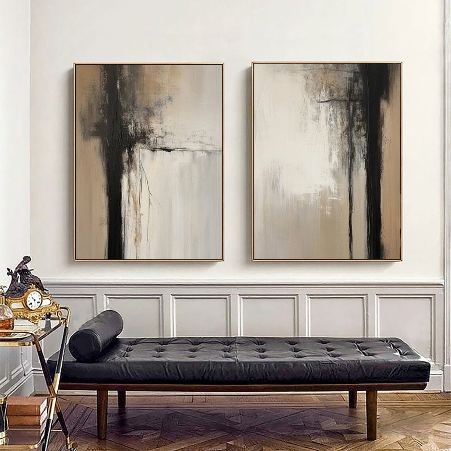 Abstract Wall Art Set of 2 - Modern Canvas Paintings for Living Room & Bedroom Decor | #AB416