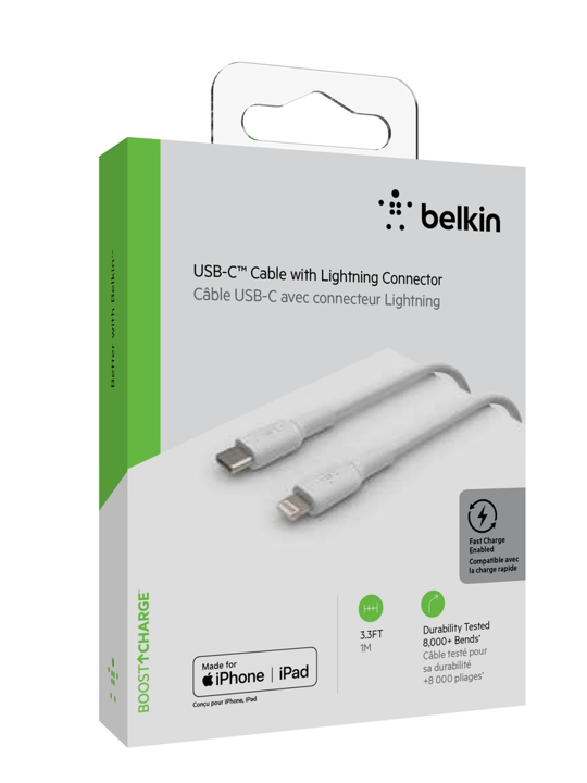 Belkin Mixit 1M USB-C to Lightning Cable - Fast Charging & Data Sync for iPhone, iPad - Perfect for Home, Office & Travel