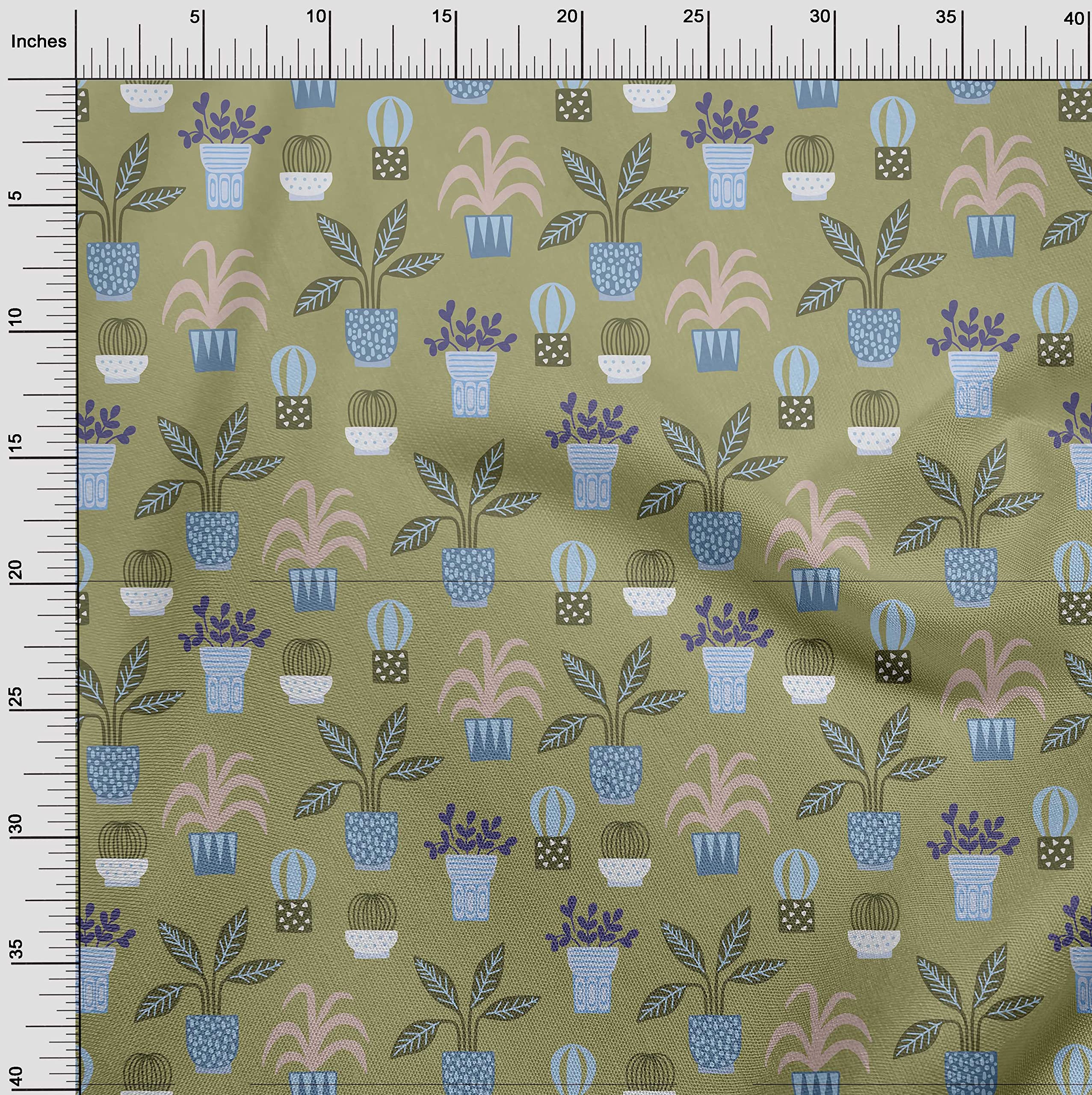 oneOone Velvet Olive Green Floral Print Fabric by The Yard - 58 Inch Wide for DIY Clothing, Sewing, Home Decor & Craft Projects | Soft, Durable & Stylish Material