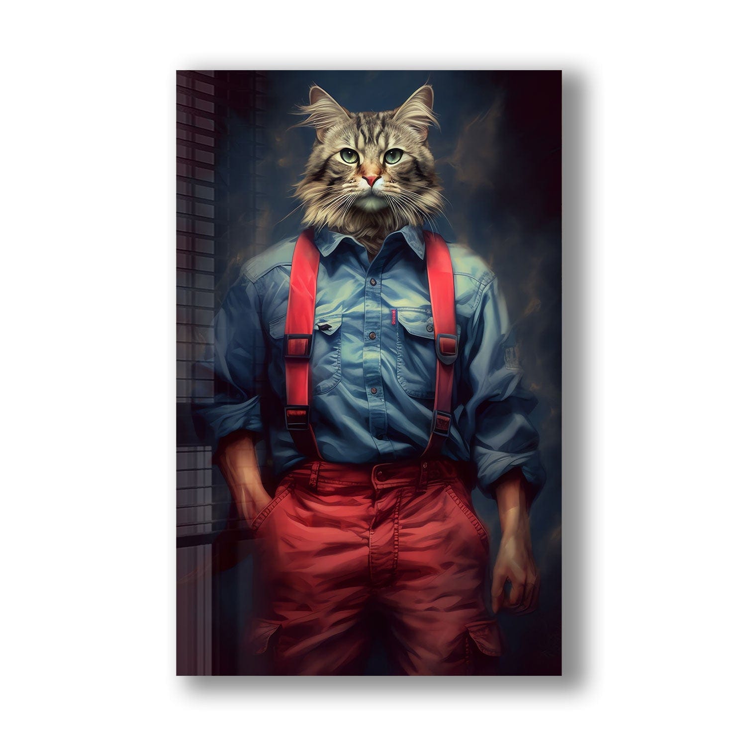 Mr. Cat Premium Tempered Glass Wall Art - Elegant Home Decor for Living Room, Bedroom & Office