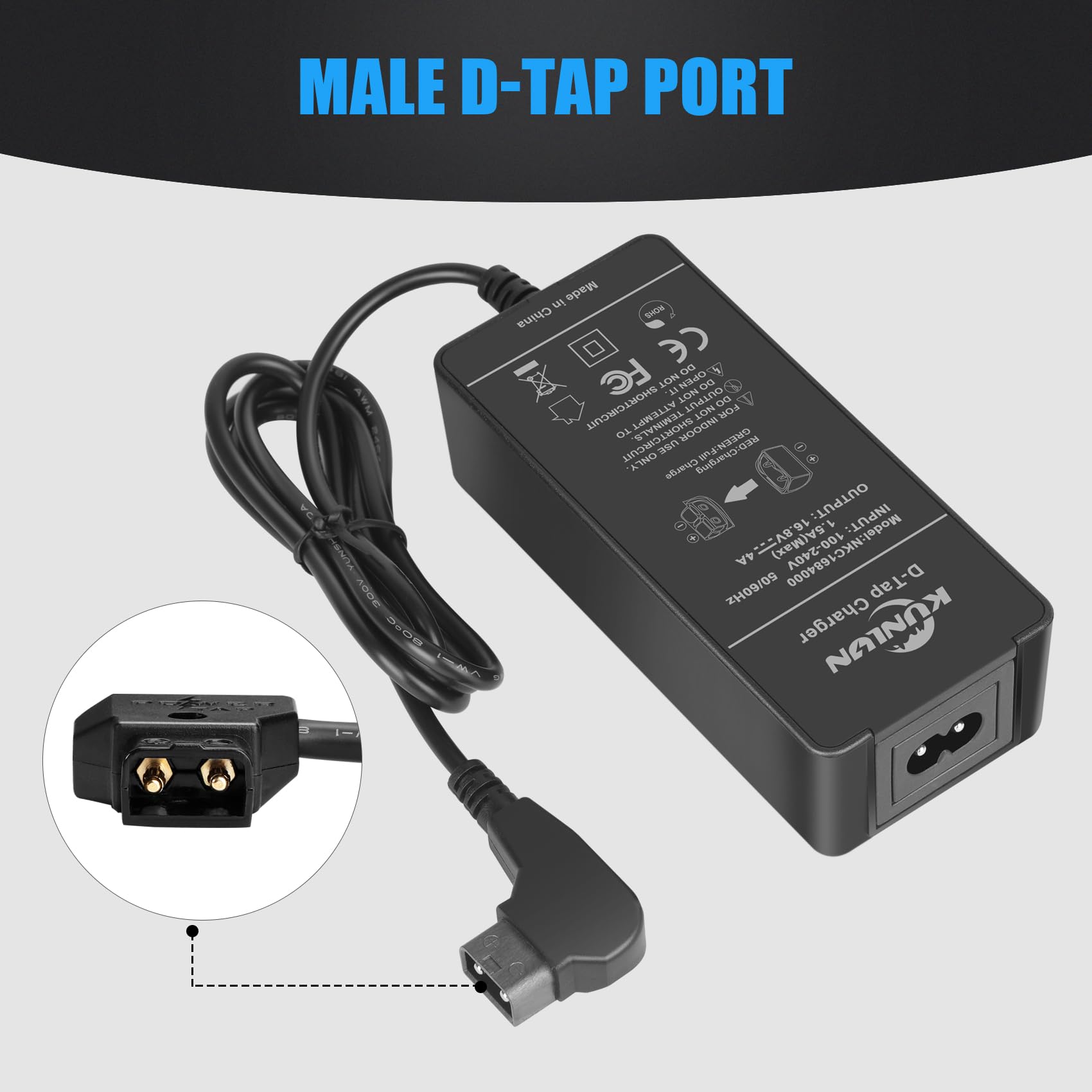 KUNLUN 220Wh (15000mAh) V Mount V-Lock Battery with D-Tap Charger - Compatible with DSLR Cameras, Camcorders, LED Lights - Perfect for Film Production, Photography, and Broadcast Equipment Power Supply