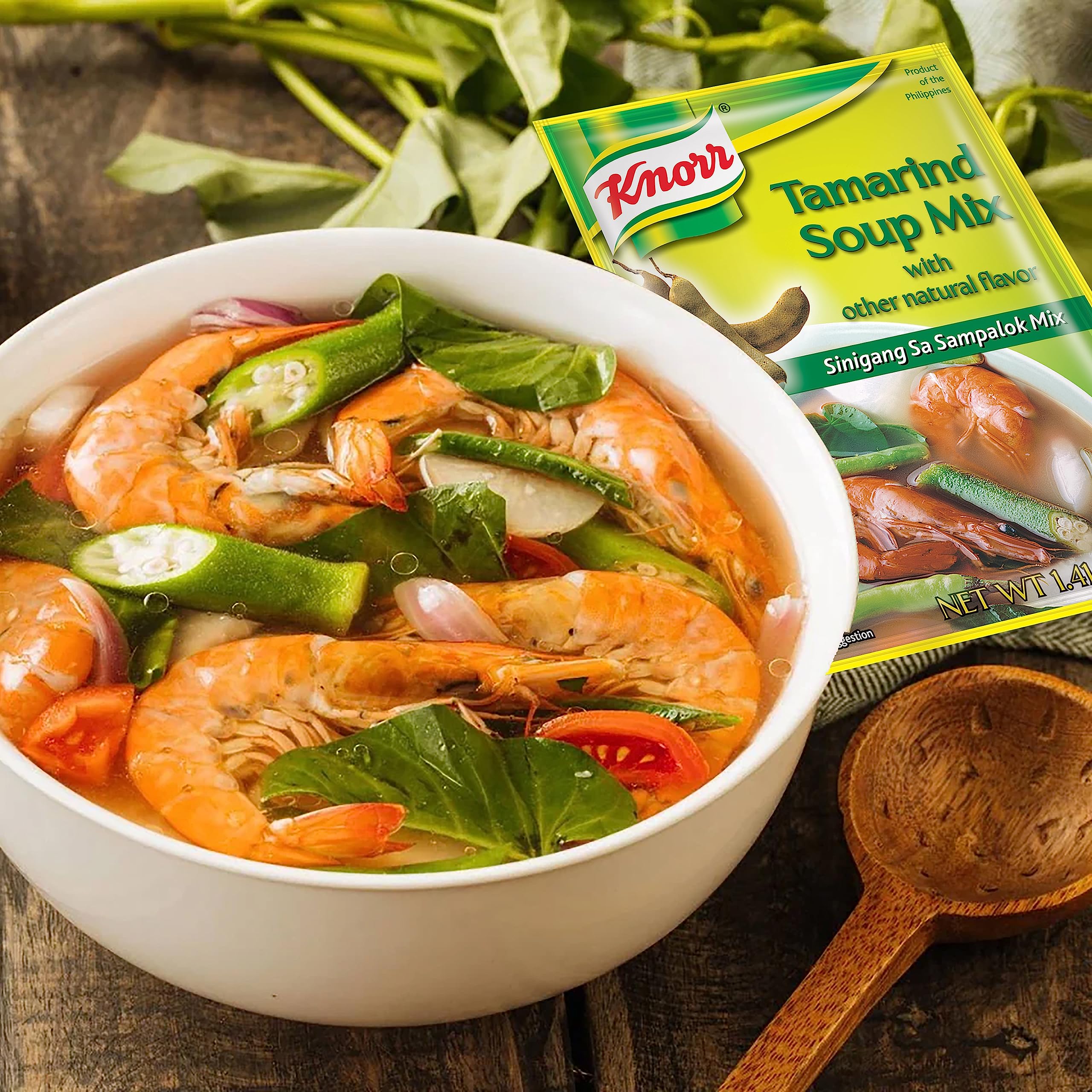 Knorr Tamarind Soup Mix (Sinigang sa Sampalok Mix) 1.41oz (40g) 2-Pack - Authentic Filipino Sour Soup Base for Sinigang, Seafood & Vegetable Dishes | Quick & Easy Meal Solution