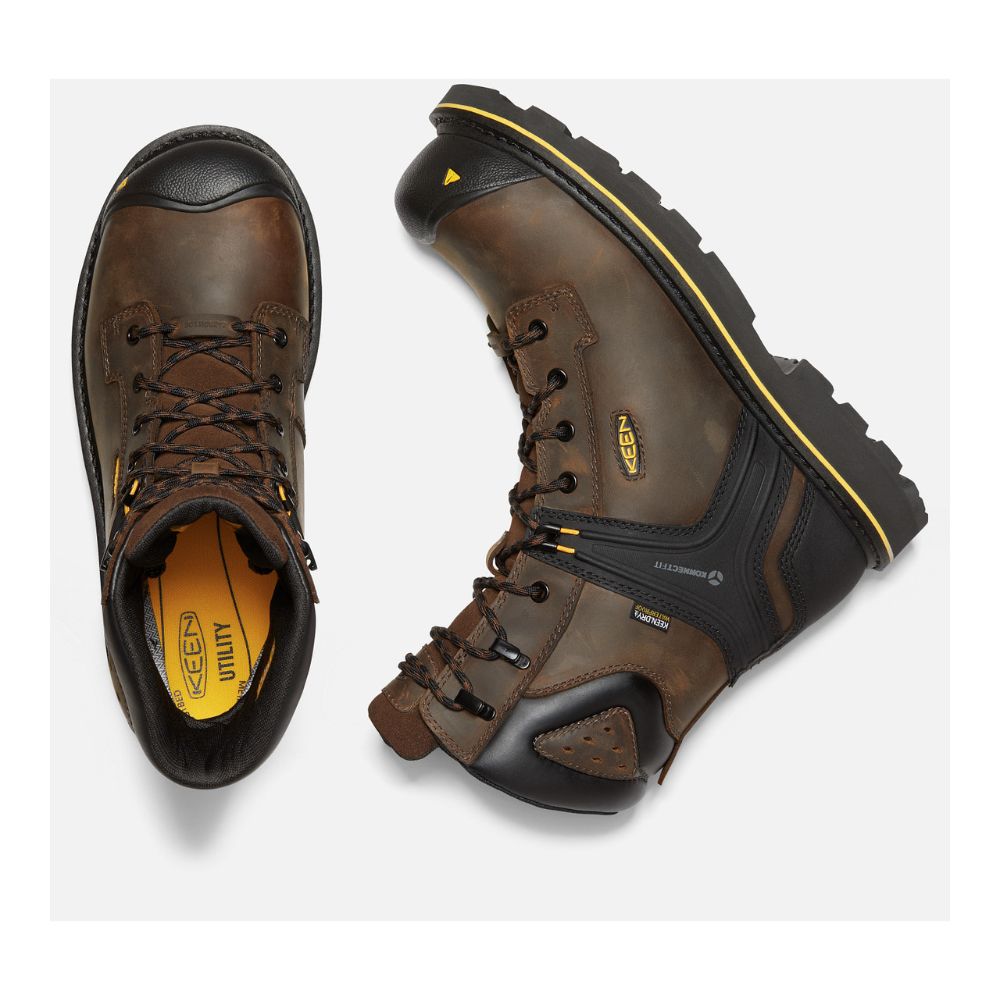 Keen Abitibi II Men's 8 Waterproof Composite Toe Work Boots - Brown Safety Shoes for Construction & Outdoor Work | Durable Non-Slip Work Boots for Hiking, Landscaping & Heavy Duty Jobs
