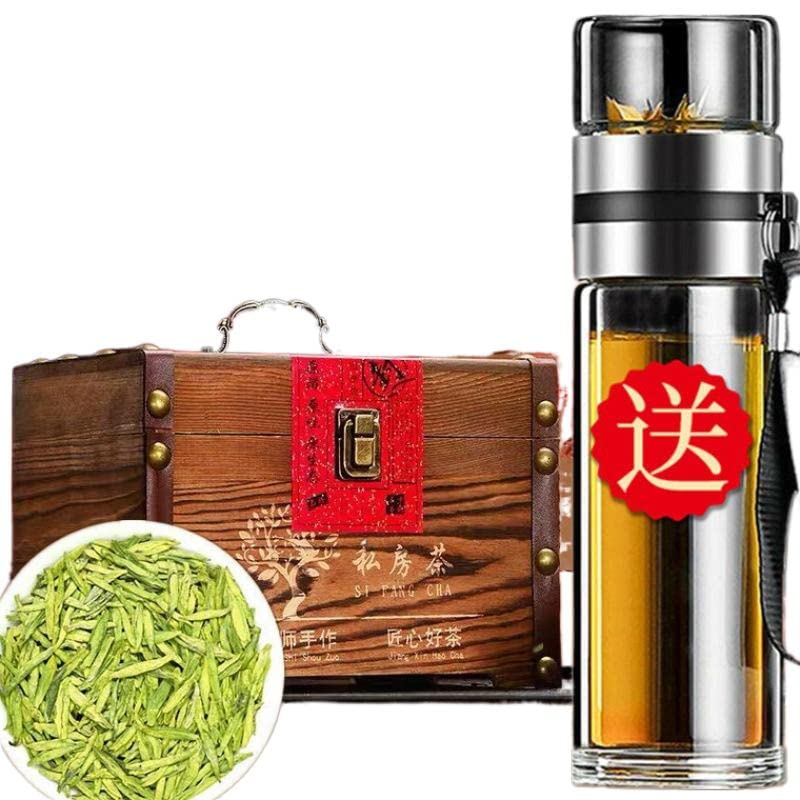 Premium Longjing Dragon Well Green Tea 2022 First Spring Harvest - 500g Tin Can with Wooden Box - Authentic Zhejiang Origin - Perfect for Gifting, Office, or Relaxing Tea Time