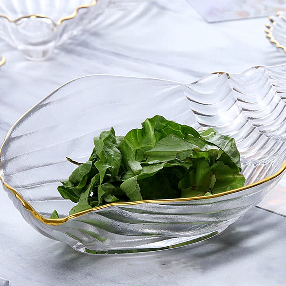 Zerodeko 1pc Glass Conch Bowl - Elegant Fruit Platter, Sashimi Tray & Home Decor for Dining, Kitchen, Party Serving | Perfect for Fruit Display, Desserts, Seasoning Storage & Terrarium Arrangements