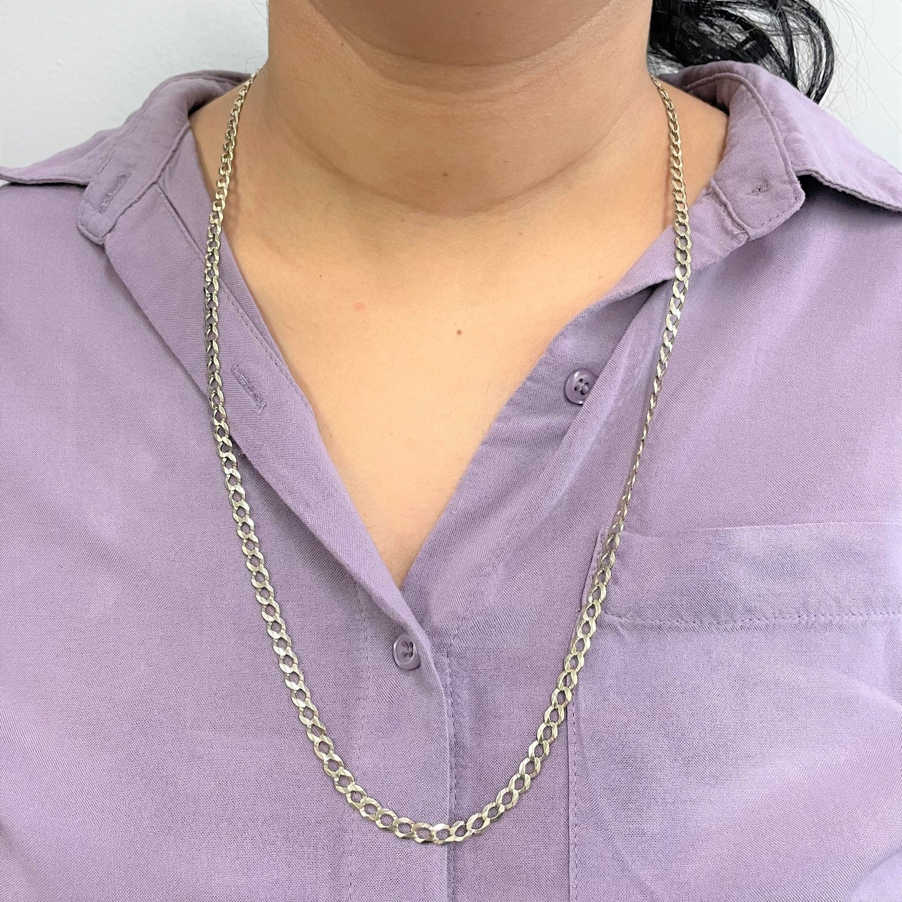 10K White Gold Cuban Link Chain Necklace 26