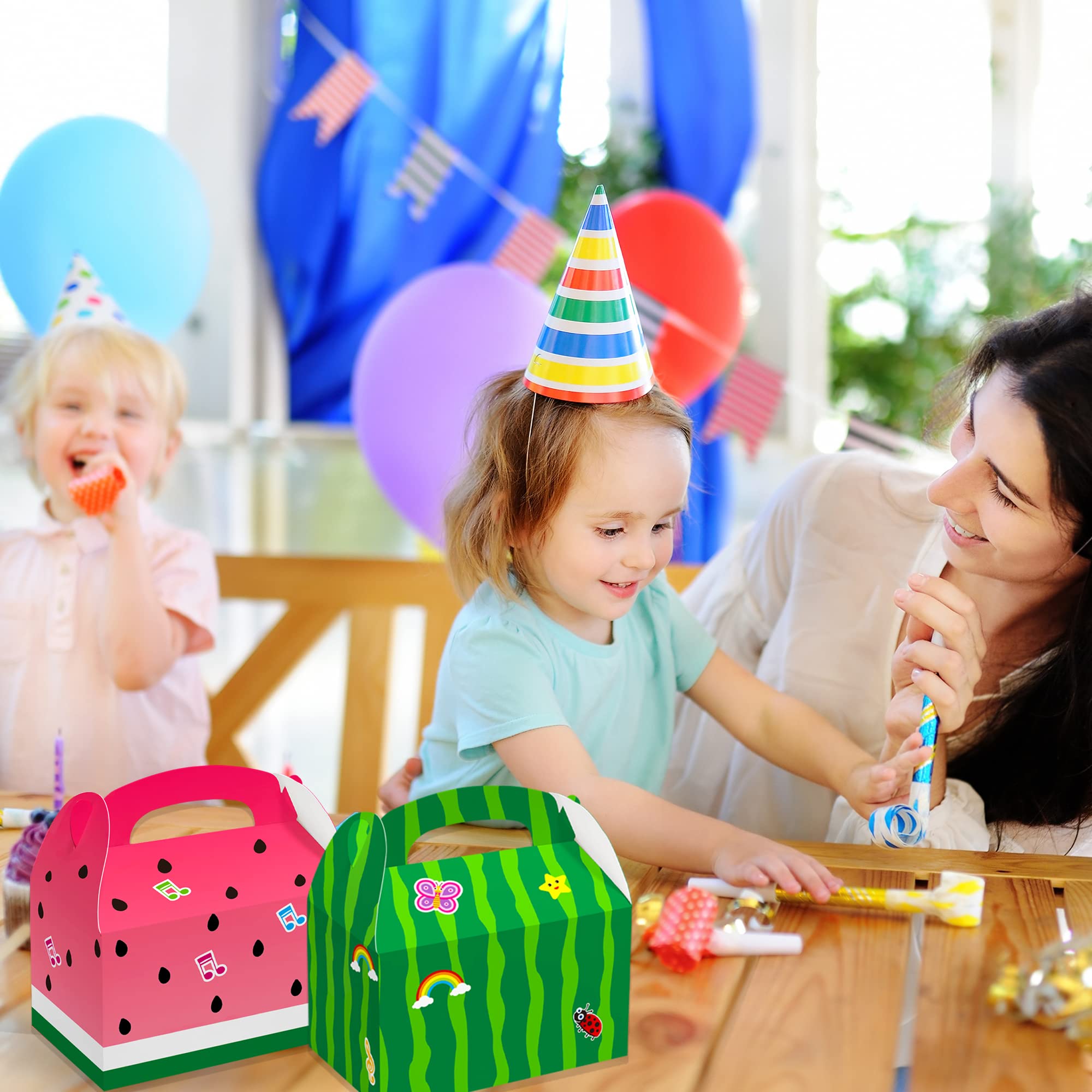 16 Pcs Watermelon Themed Party Candy Bags | Cute Melon Goodie Gift Boxes for Birthday Party Favors & Decorations | Perfect for Summer BBQs, Kids Birthday Parties & Baby Showers
