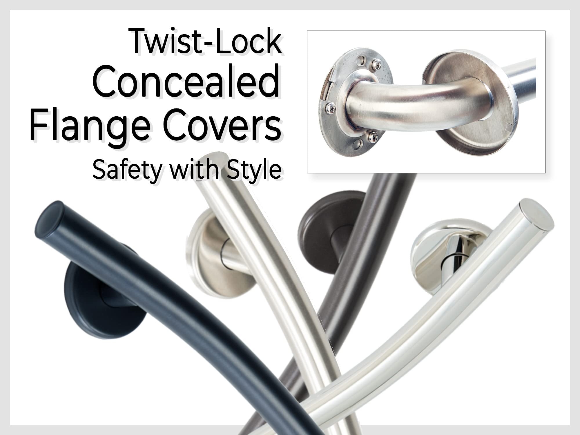 Stainless Steel Wave Grab Bar for Bathroom, Shower & Toilet - 36