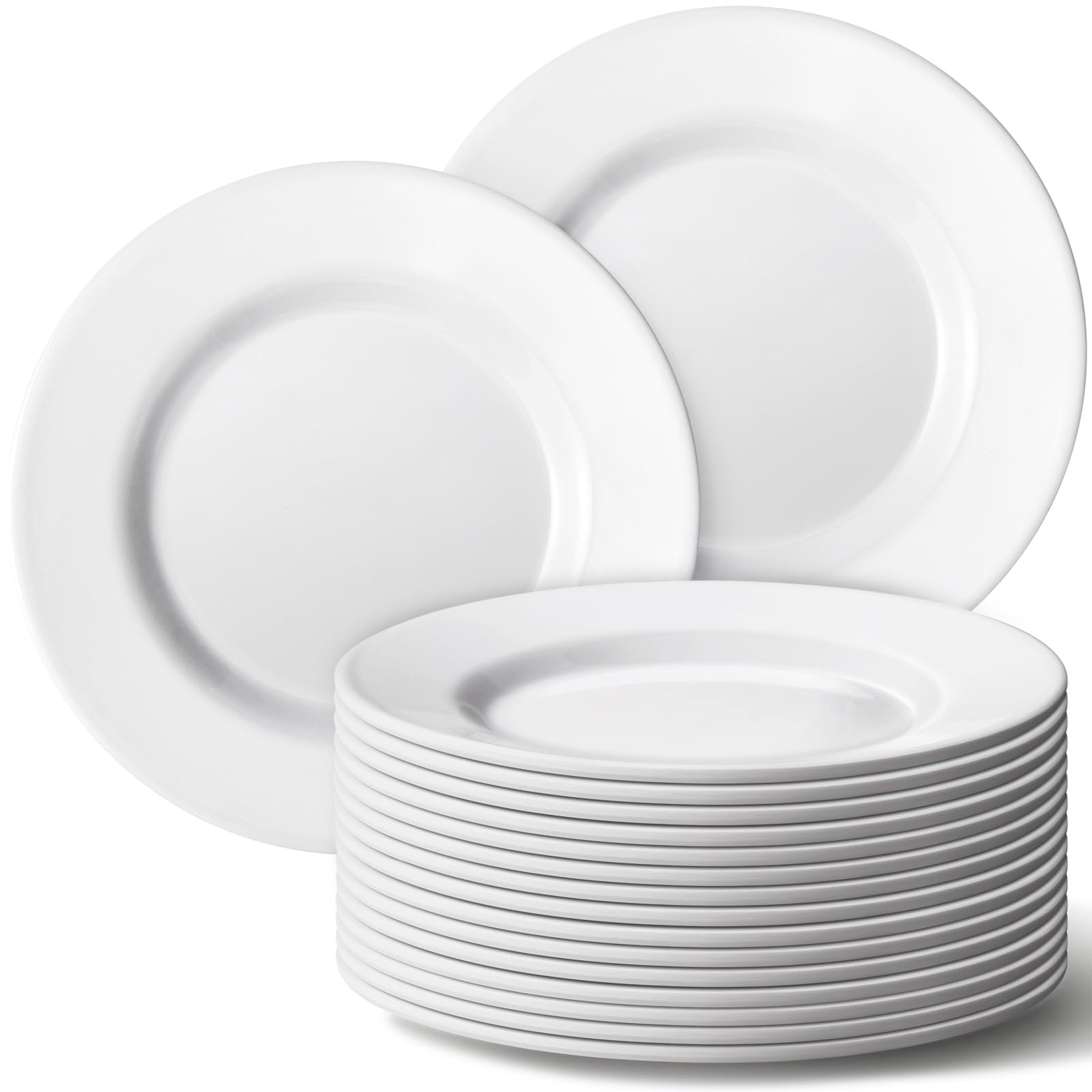 Hushee 24 Pack White Dessert Plates & Salad Dishes Set - 7 Inch Round Small Dinner Plates for Snacks, Appetizers, Party Serving - Perfect for Weddings, Picnics, and Family Gatherings