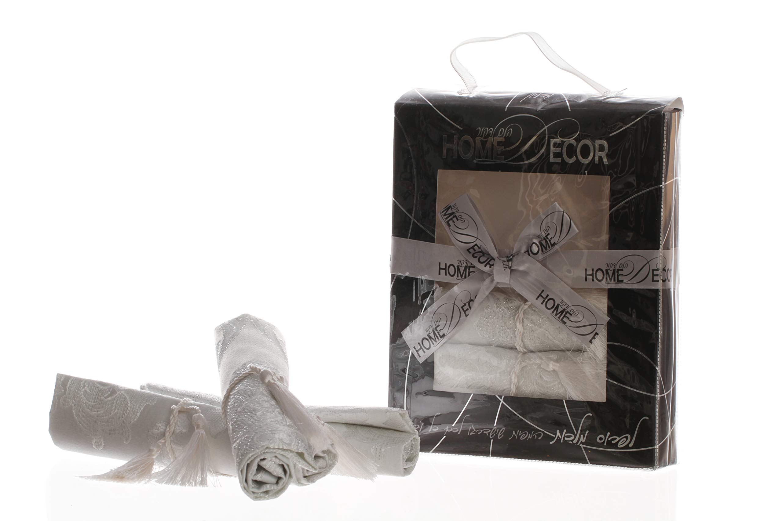 Premium Washable Wrinkle-Free Rectangle Medallion Tablecloth - Elegant Dining Room Table Cover with 6 Matching 15x15 Inch White Napkins - Perfect for Dinner Parties, Weddings & Holiday Gatherings