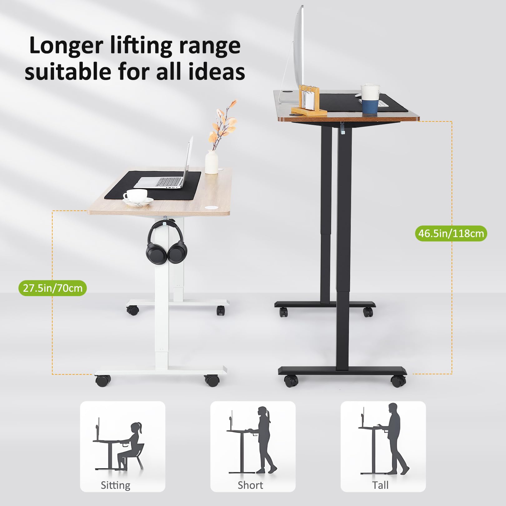 Farexon 55 x 24 Inch Electric Standing Desk with Charging Station - Adjustable Height Computer Desk with USB Ports, Power Outlets & Mouse Pad - 27