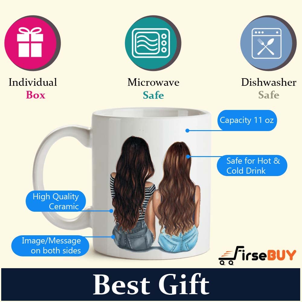 Best Friend Coffee Mug Gift for Women - 11oz Cute Ceramic Coffee Cup with Inspirational Friendship Quotes, Perfect for Bestie Gifts, Birthday, Christmas - White (1 Piece) - Great for Office, Home, or Gift Giving