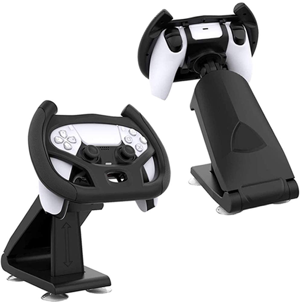 PS5 Steering Wheel Controller Set with Stand & Mount for Sony Playstation 5 DualSense - 4 Suction Cup Table Mounts (Controller Not Included) - Perfect for Racing Games & Simulation Gaming