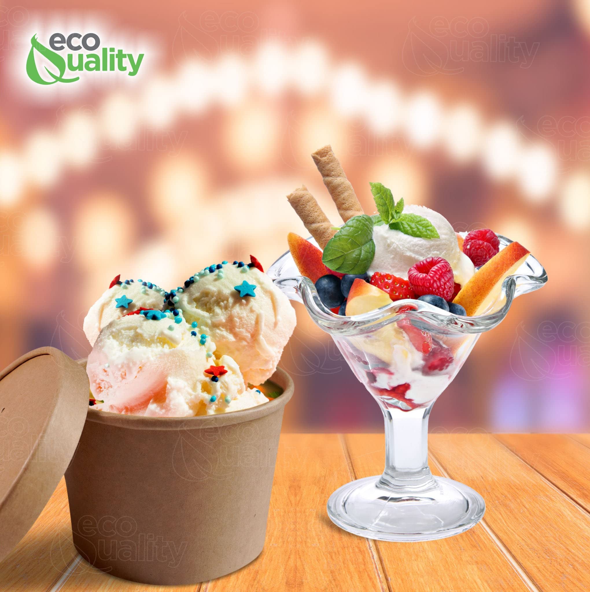 Eco-Friendly Disposable Kraft Paper Soup Bowls with Lids - 16oz Microwave & Freezer Safe Food Containers - Bulk 75 Pack for Ice Cream, Frozen Yogurt, Desserts & Takeout | Perfect for Parties, Catering & Food Storage