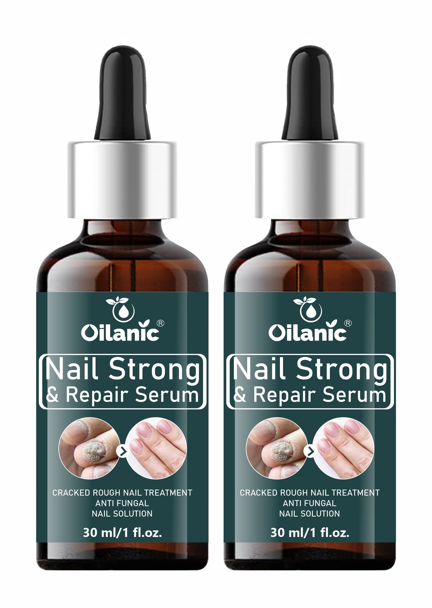 Oilanic Nail Growth Serum - Strengthen & Shine Nails | Cuticle Care Treatment | 2 Pack (60ml Total) | Perfect for Weak, Brittle Nails & Professional Manicures