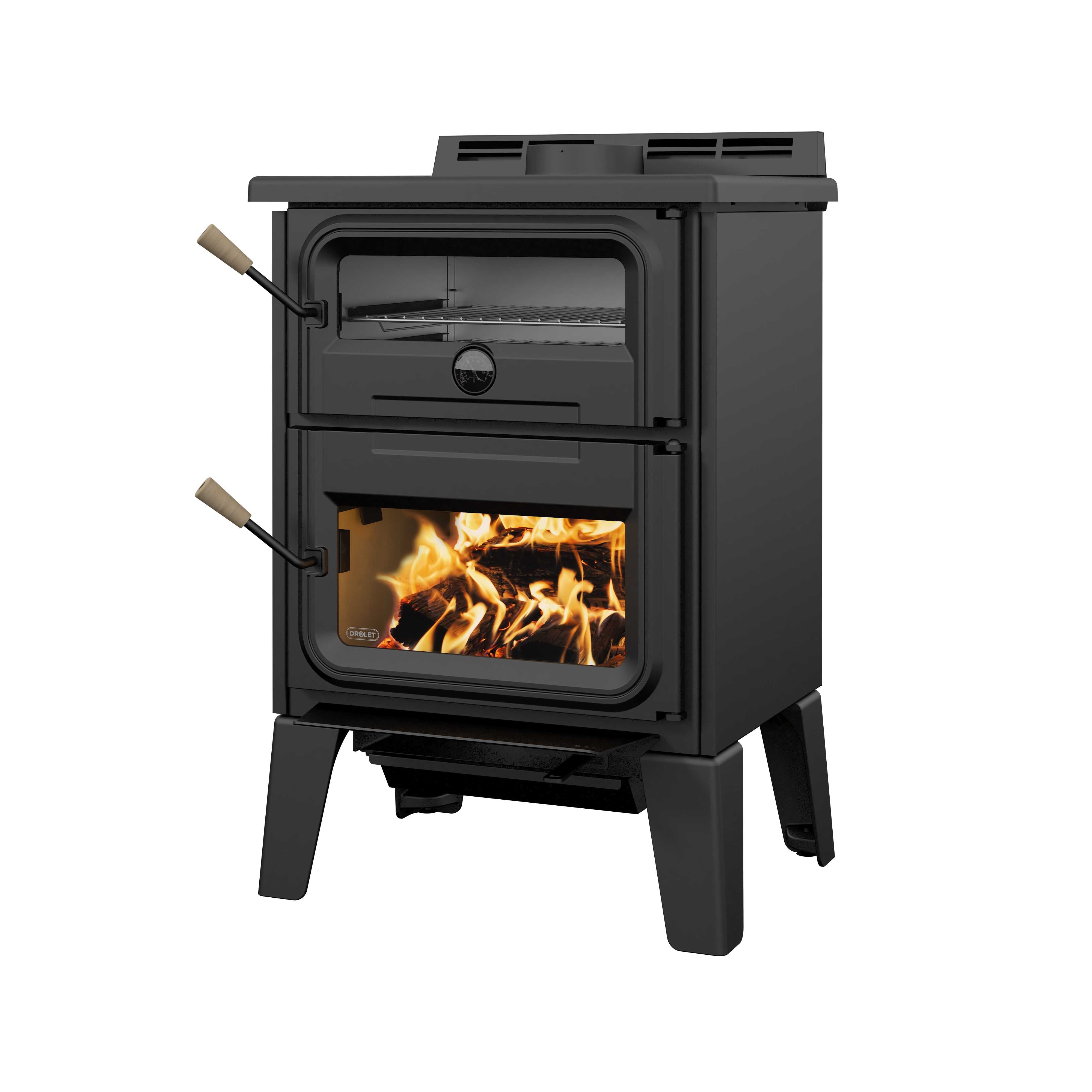 Drolet Bistro DB04815 Wood Burning Cook Stove - 2,100 Sq. Ft Heating Area - Efficient Wood Stove for Home & Cabin - Perfect for Cooking, Heating & Cozy Winter Nights