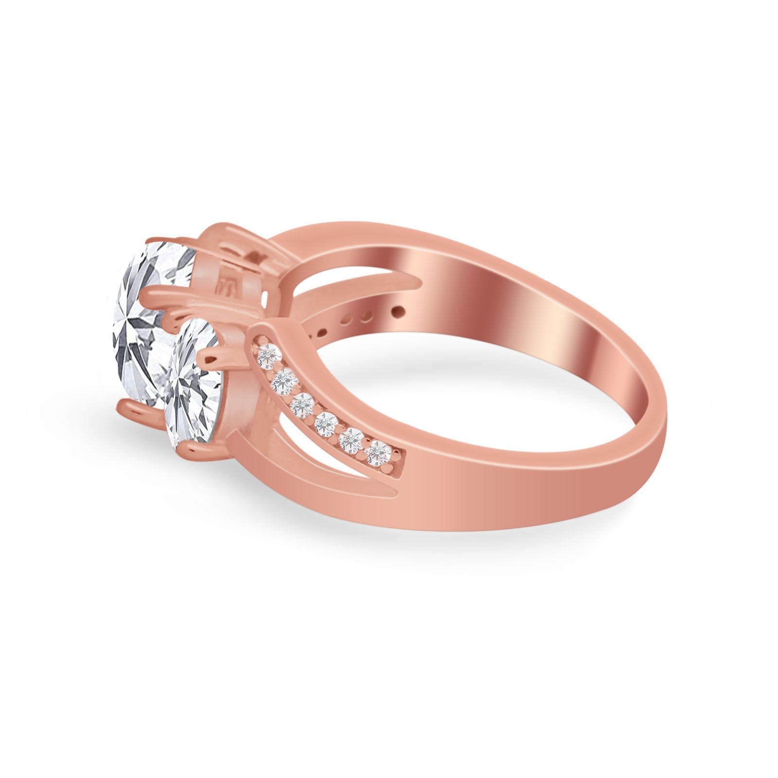 3 Stone Oval Wedding Ring - 925 Sterling Silver Simulated Cubic Zirconia Bridal Set for Engagement, Anniversary & Special Occasions