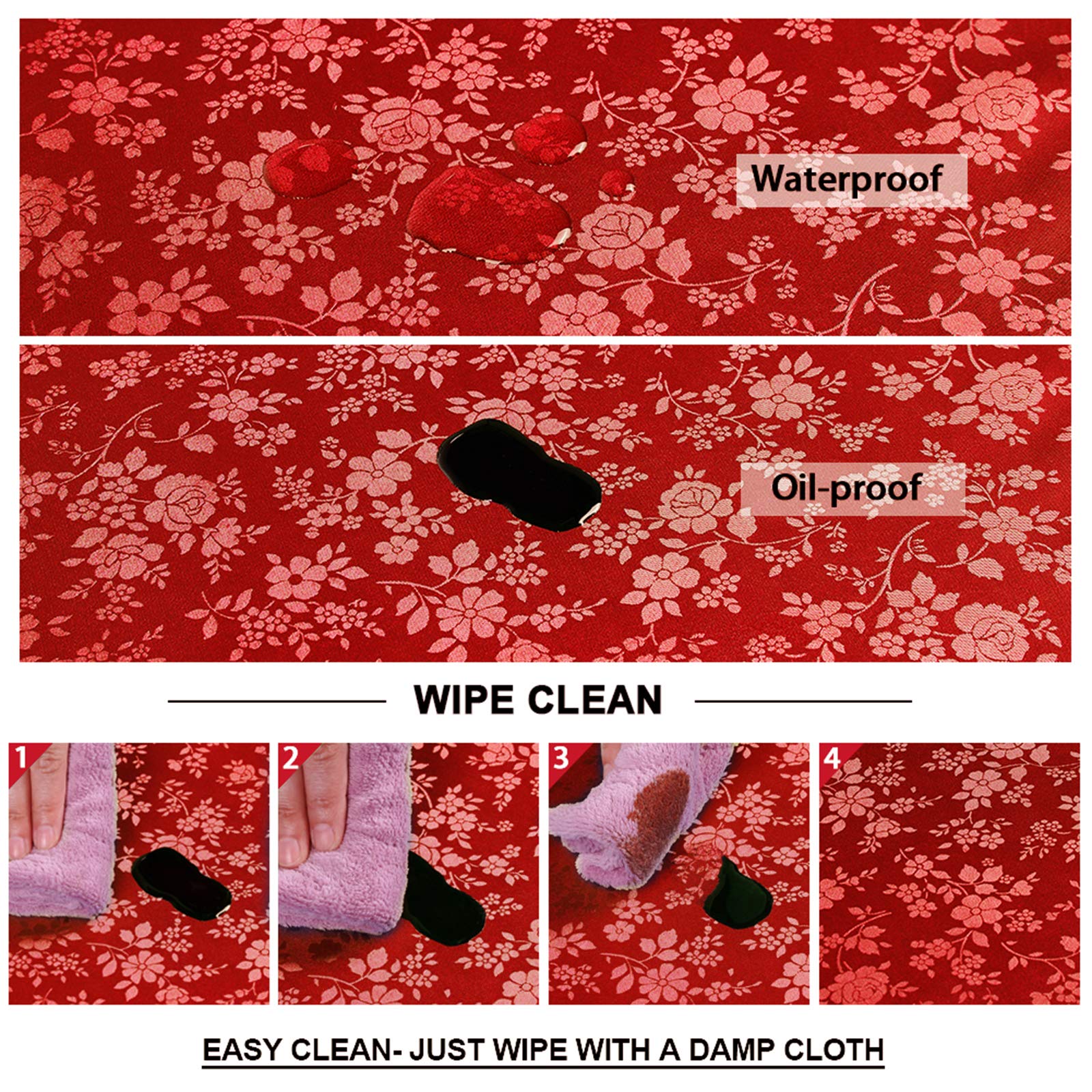 Smiry Heavy Duty Vinyl Tablecloth - Waterproof, Wipeable, Washable Rectangle Table Cover for Kitchen & Dining Room (Red, 54