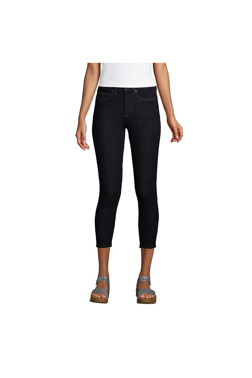 Lands' End Women's Stretch High Rise Skinny Legging Crop Blue Jeans - Comfortable & Stylish for Workout, Yoga & Casual Wear