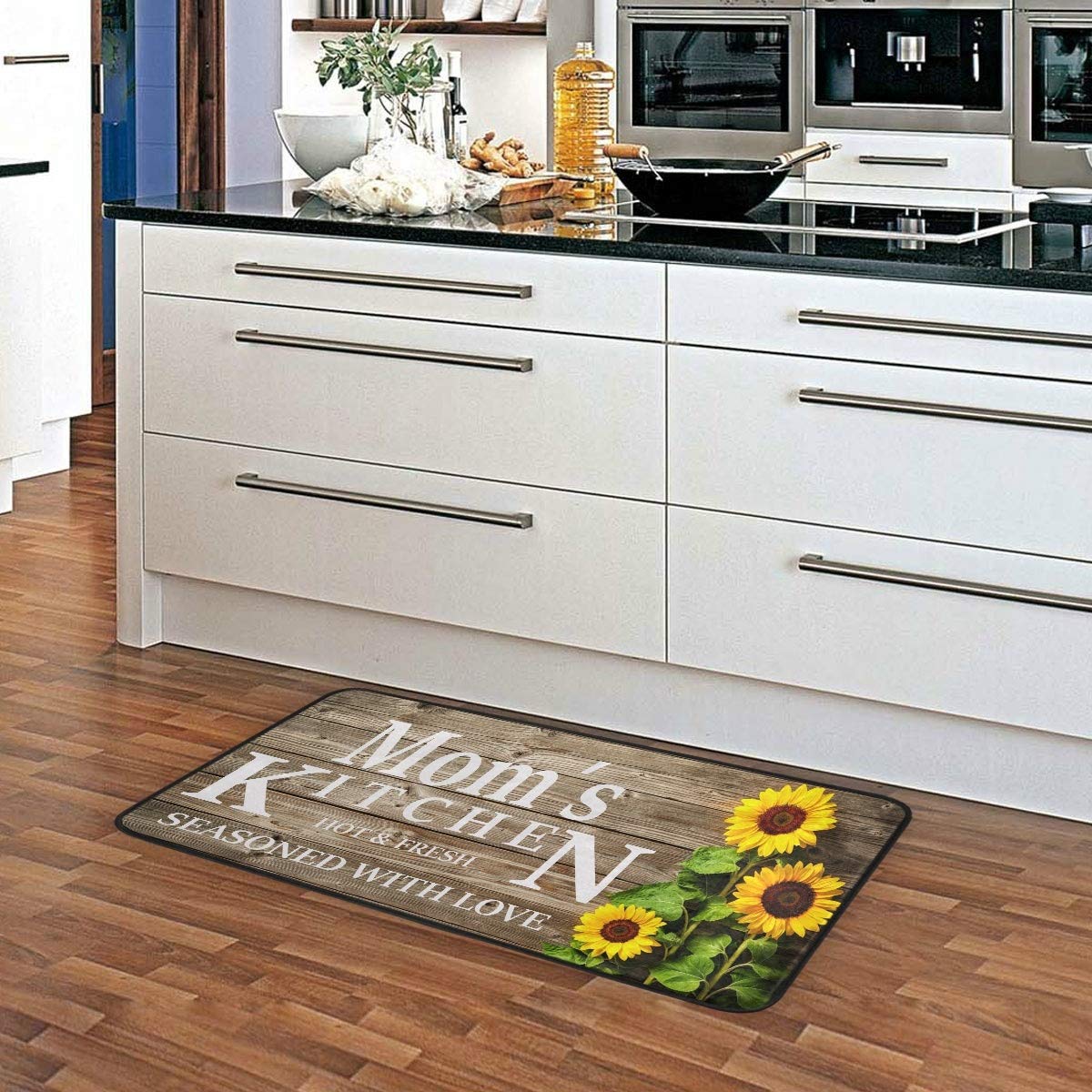 Emelivor Washable Sunflower Kitchen Rug - Non-Slip Anti-Fatigue Floor Mat for Women, Mothers & Home Chefs | Perfect Kitchen Decor Gift for Mom, Housewarming & Cozy Home Cooking